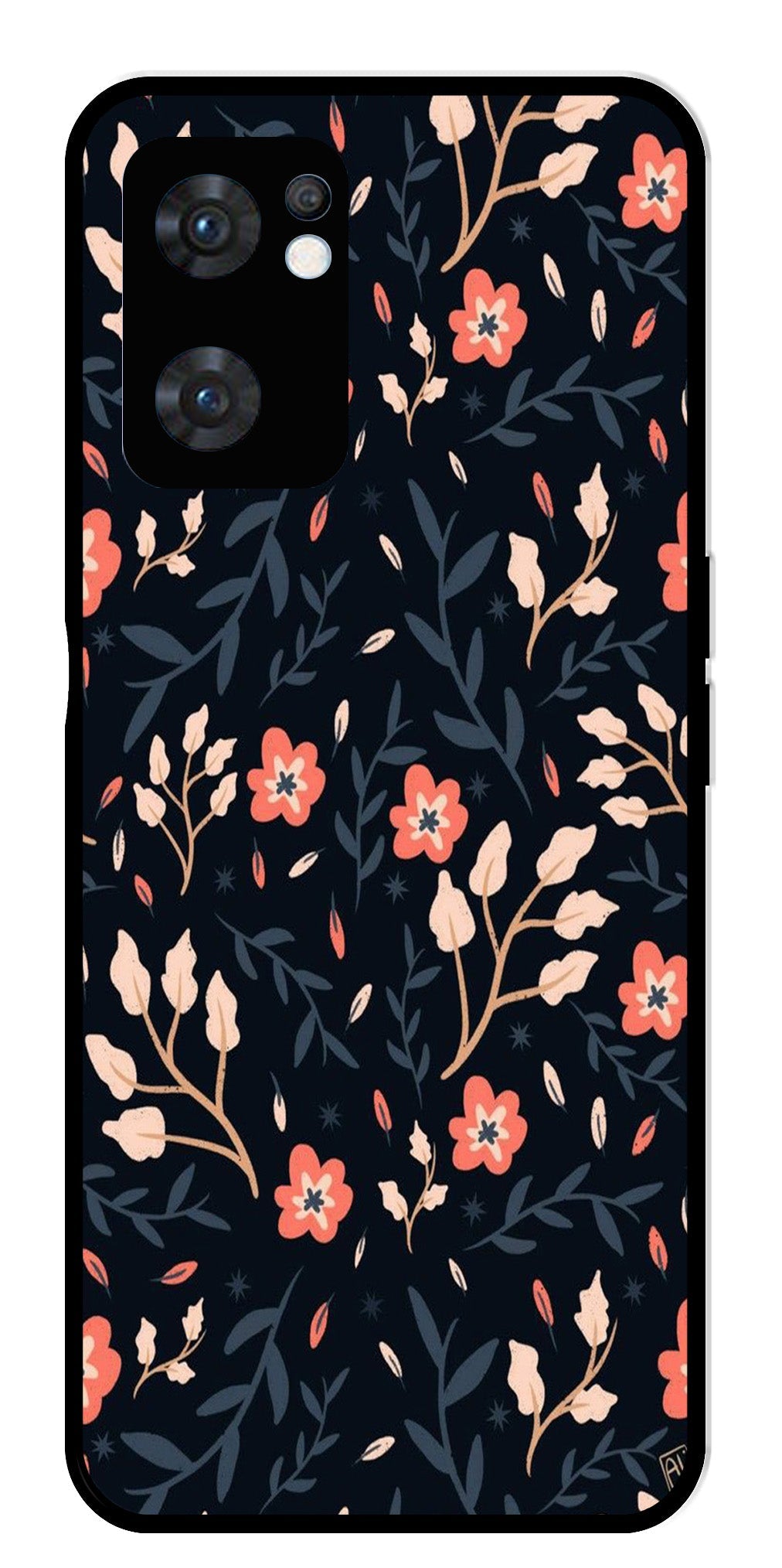 Floral Pattern Metal Mobile Case for Oppo Reno 7 5G Floral Pattern Metal Mobile Case for Oppo Reno 7 5G (Design No -10)