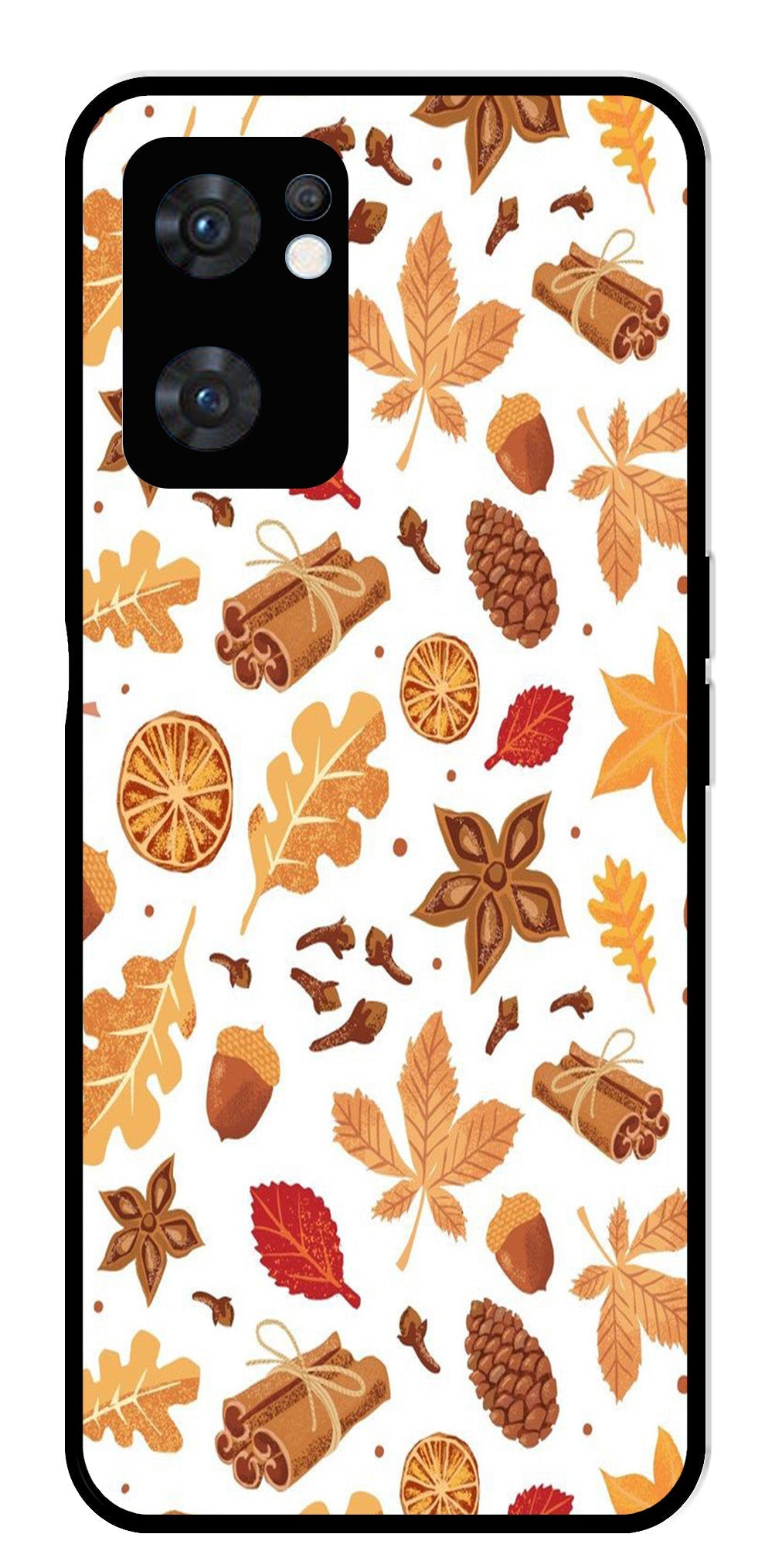 Autumn Leaf Metal Mobile Case for Oppo Reno 7 5G Autumn Leaf Metal Mobile Case for Oppo Reno 7 5G (Design No -19)