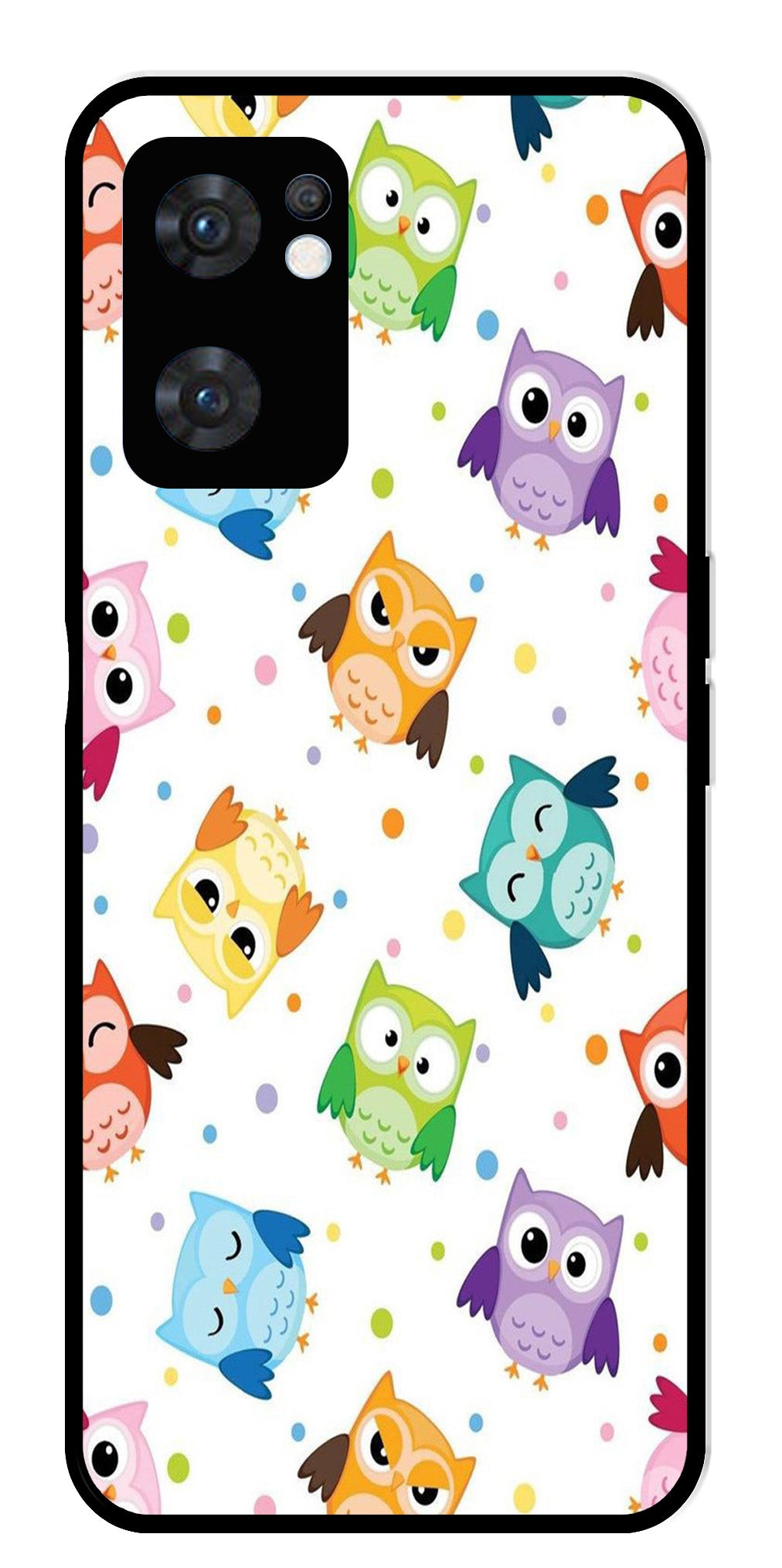 Owls Pattern Metal Mobile Case for Oppo Reno 7 5G Owls Pattern Metal Mobile Case for Oppo Reno 7 5G (Design No -20)