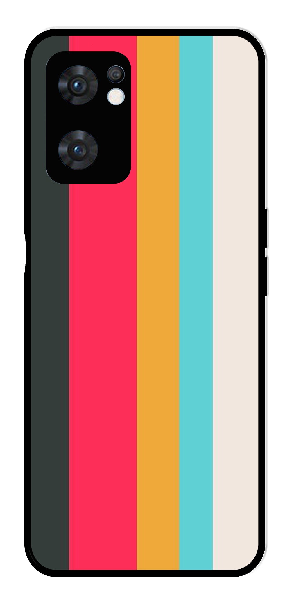 Muted Rainbow Metal Mobile Case for Oppo Reno 7 5G Muted Rainbow Metal Mobile Case for Oppo Reno 7 5G (Design No -31)