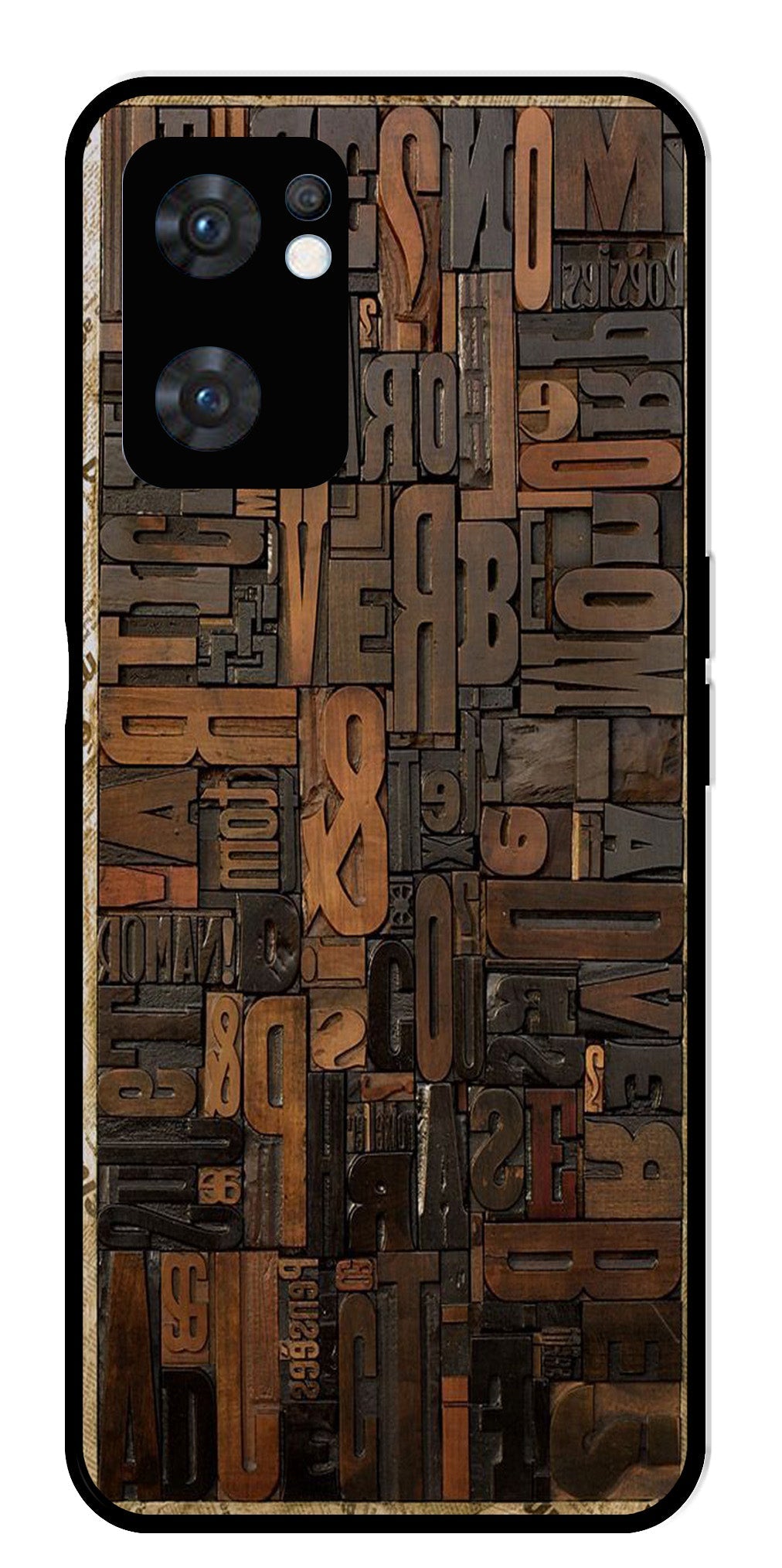 Alphabets Metal Mobile Case for Oppo Reno 7 5G Alphabets Metal Mobile Case for Oppo Reno 7 5G (Design No -32)