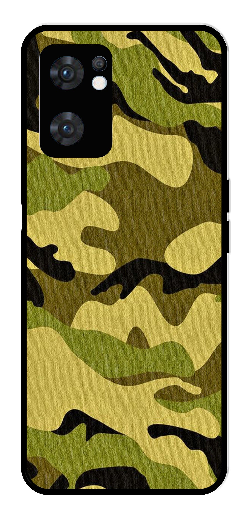 Army Pattern Metal Mobile Case for Oppo Reno 7 5G Army Pattern Metal Mobile Case for Oppo Reno 7 5G (Design No -35)