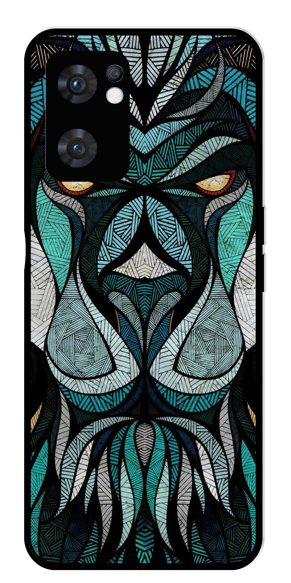 Lion Pattern Metal Mobile Case for Oppo Reno 7 5G Lion Pattern Metal Mobile Case for Oppo Reno 7 5G (Design No -40)