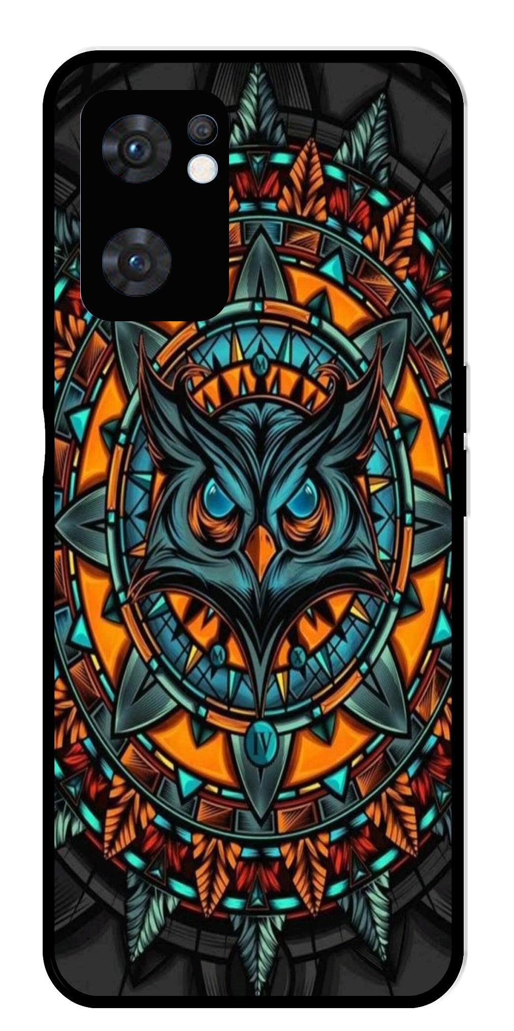Owl Pattern Metal Mobile Case for Oppo Reno 7 5G Owl Pattern Metal Mobile Case for Oppo Reno 7 5G (Design No -42)
