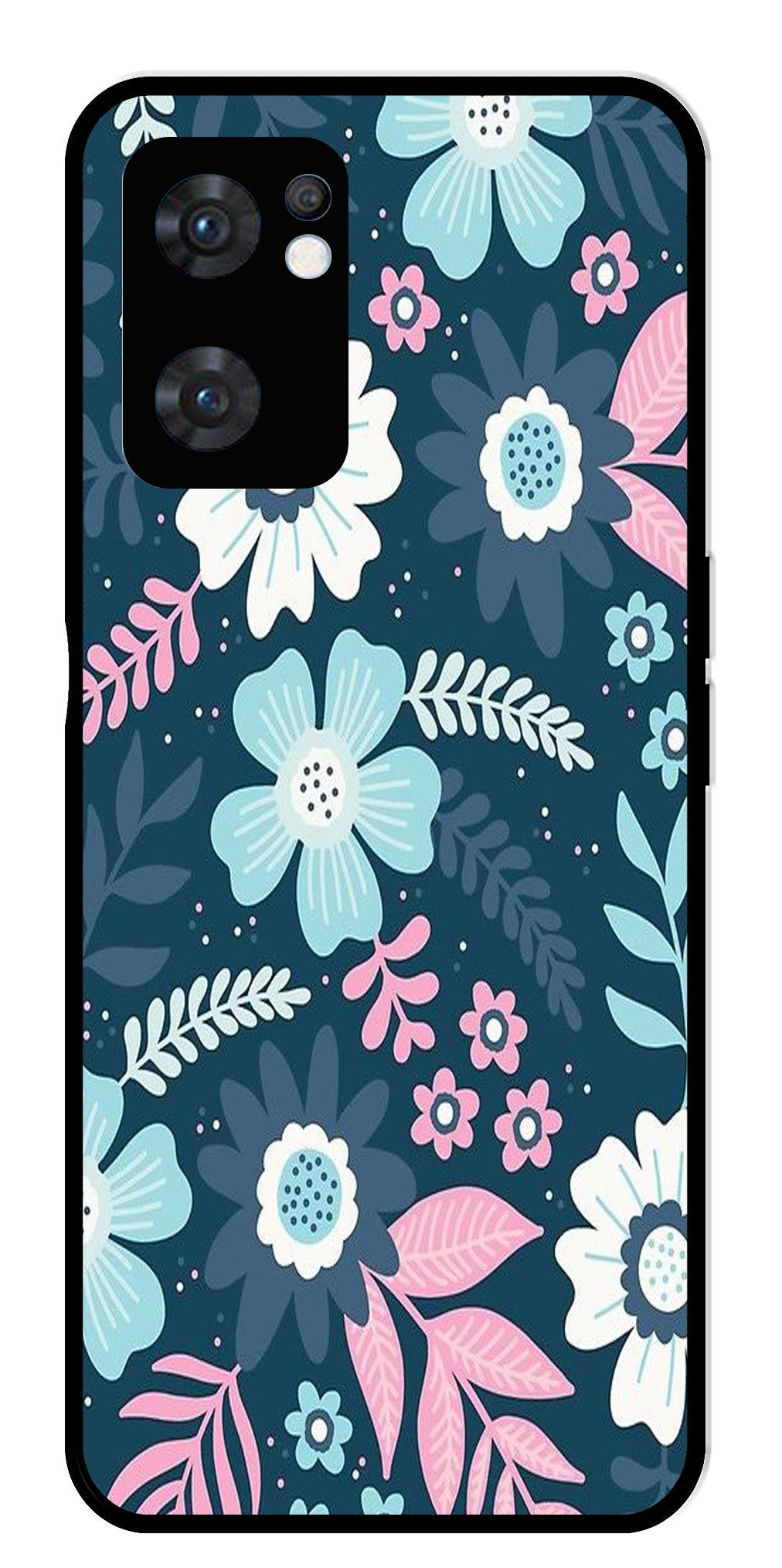 Flower Leaves Design Metal Mobile Case for Oppo Reno 7 5G Flower Leaves Design Metal Mobile Case for Oppo Reno 7 5G (Design No -50)
