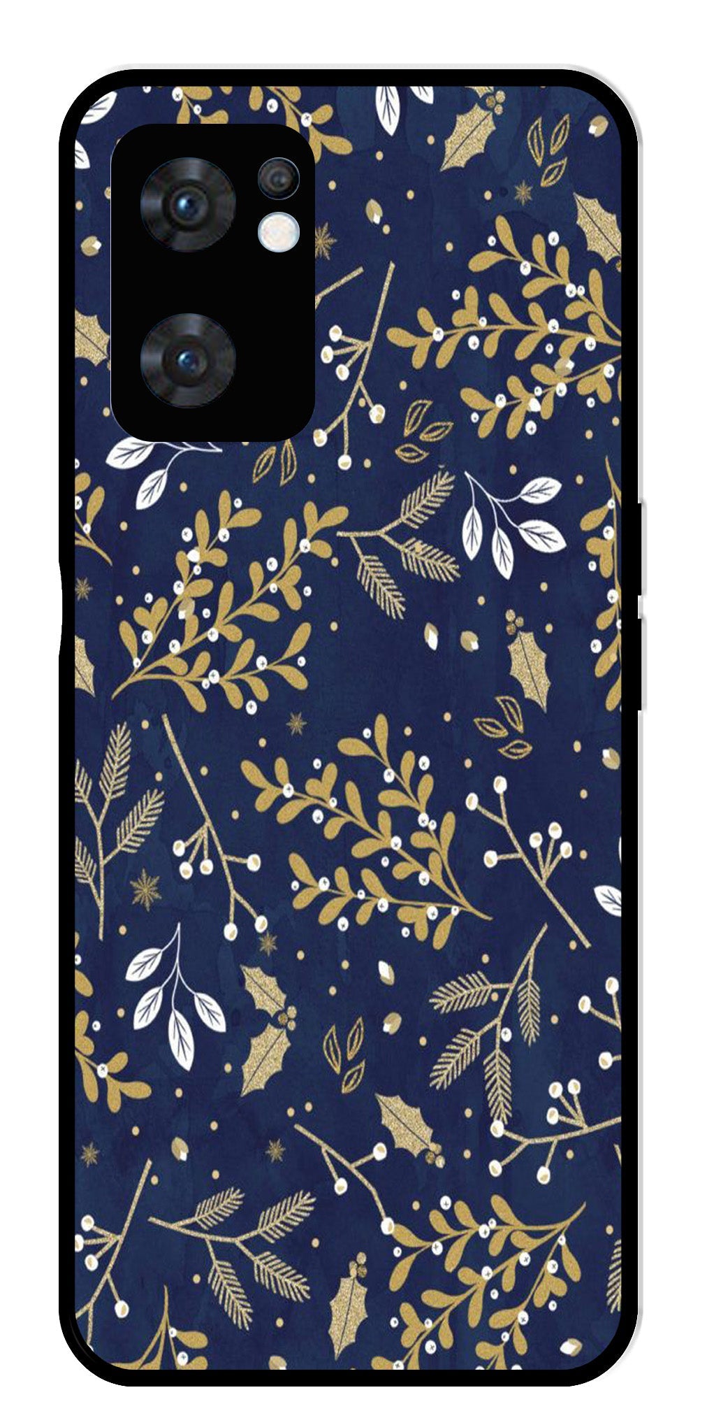 Floral Pattern Metal Mobile Case for Oppo Reno 7 5G Floral Pattern Metal Mobile Case for Oppo Reno 7 5G (Design No -52)