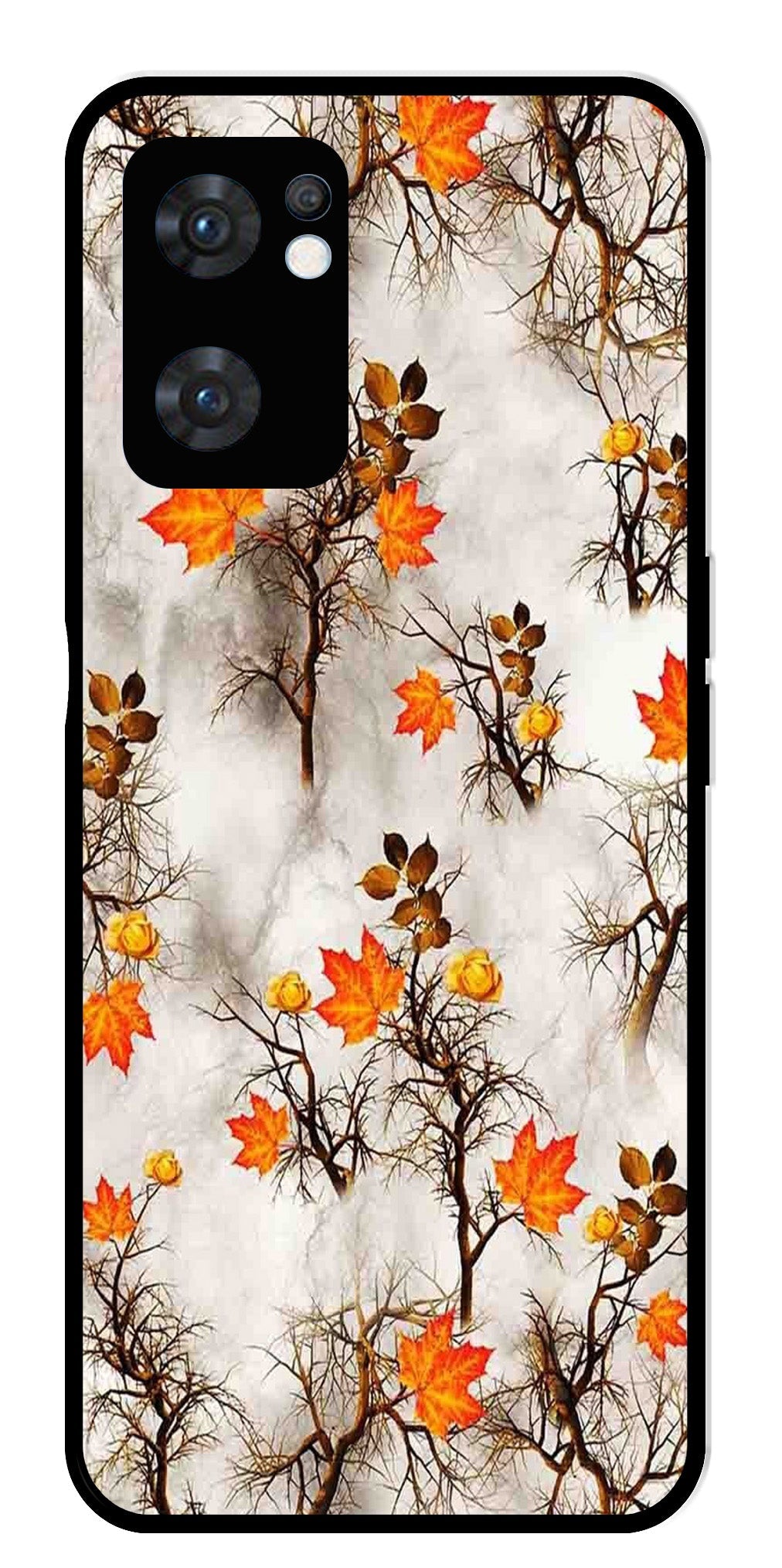 Autumn leaves Metal Mobile Case for Oppo Reno 7 5G Autumn leaves Metal Mobile Case for Oppo Reno 7 5G (Design No -55)