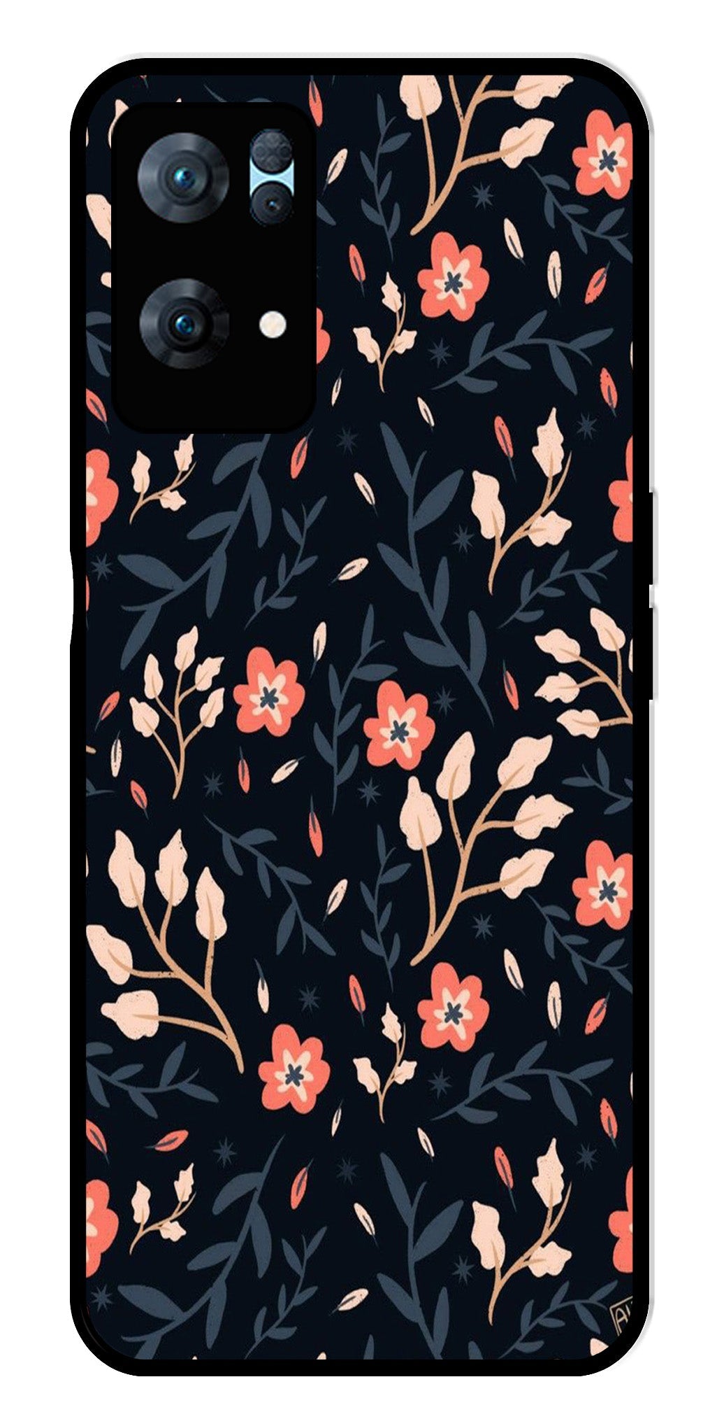 Floral Pattern Metal Mobile Case for Oppo Reno 7 Pro 5G Floral Pattern Metal Mobile Case for Oppo Reno 7 Pro 5G (Design No -10)