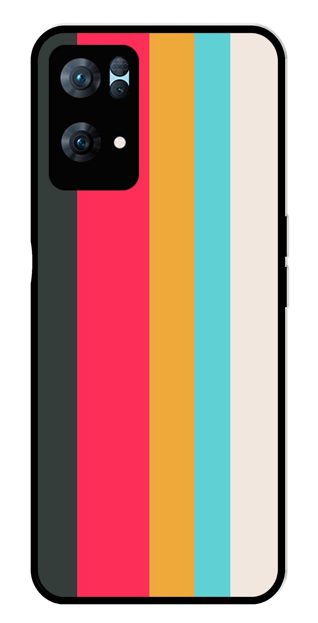 Muted Rainbow Metal Mobile Case for Oppo Reno 7 Pro 5G Muted Rainbow Metal Mobile Case for Oppo Reno 7 Pro 5G (Design No -31)