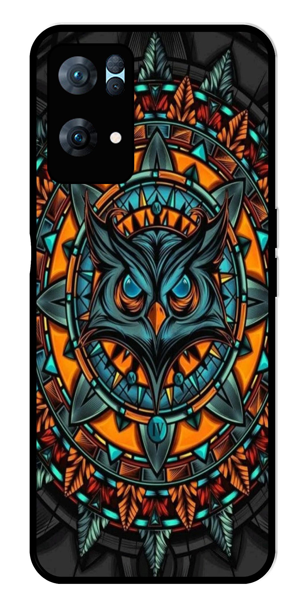 Owl Pattern Metal Mobile Case for Oppo Reno 7 Pro 5G Owl Pattern Metal Mobile Case for Oppo Reno 7 Pro 5G (Design No -42)