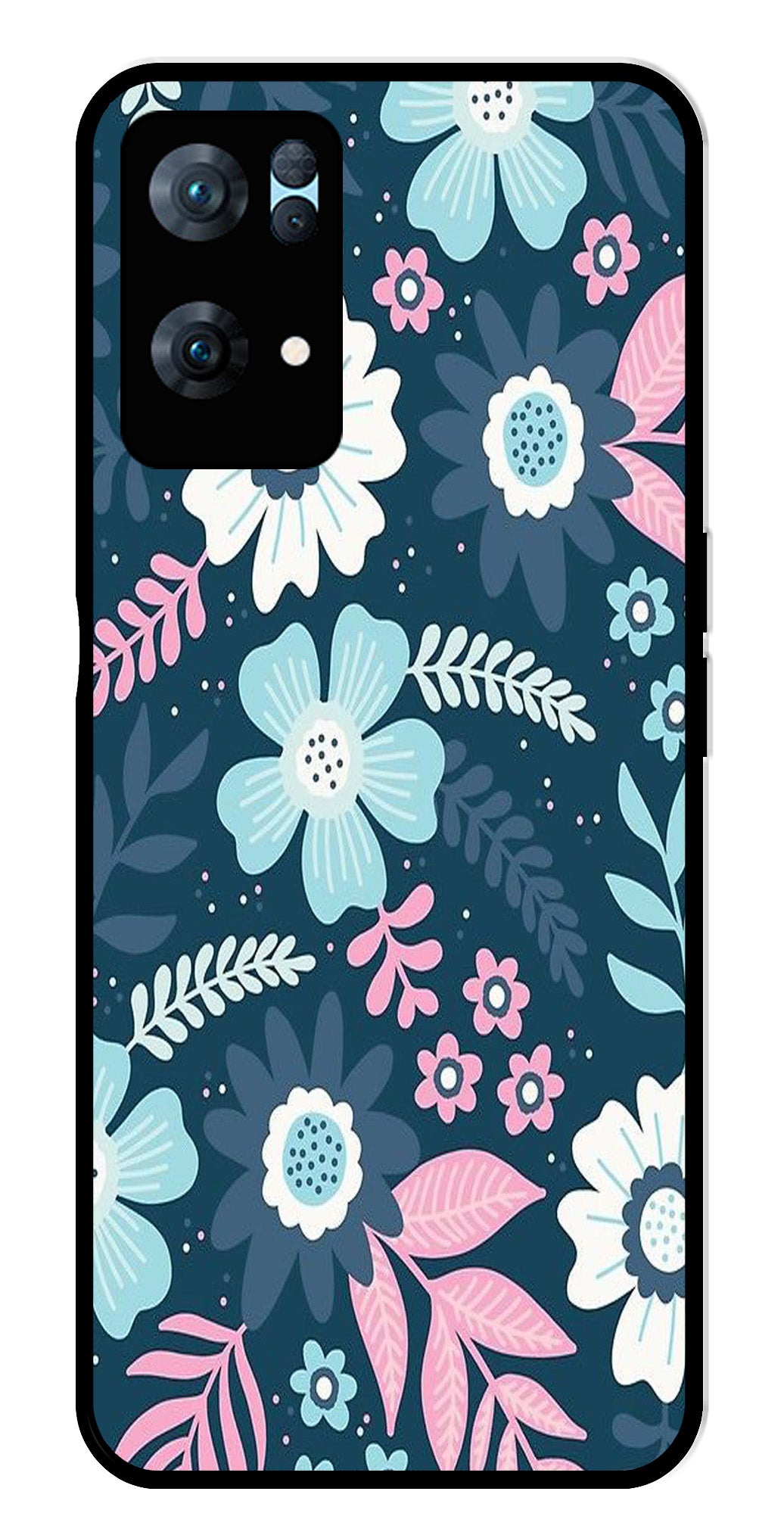 Flower Leaves Design Metal Mobile Case for Oppo Reno 7 Pro 5G Flower Leaves Design Metal Mobile Case for Oppo Reno 7 Pro 5G (Design No -50)