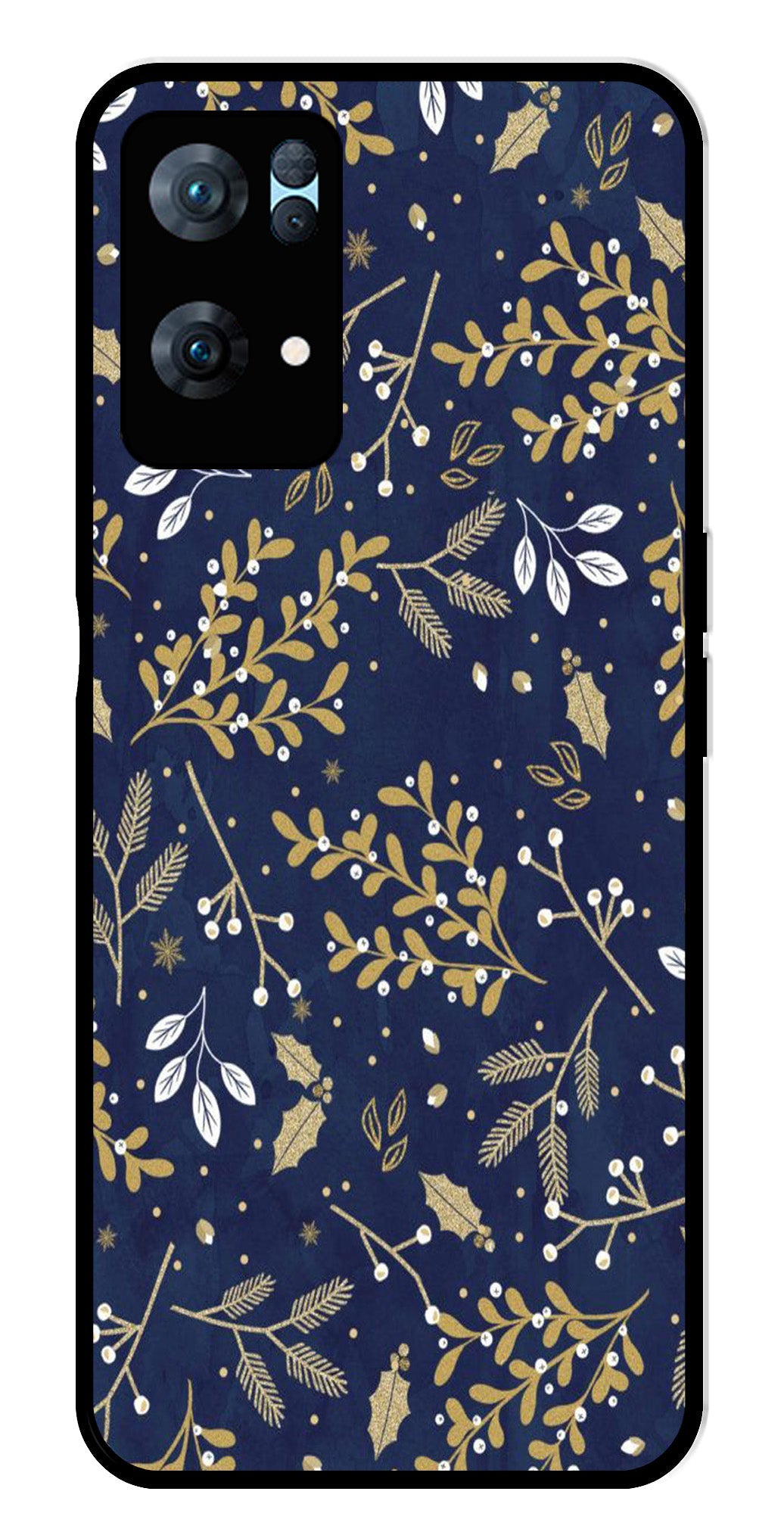 Floral Pattern Metal Mobile Case for Oppo Reno 7 Pro 5G (Design No -52)