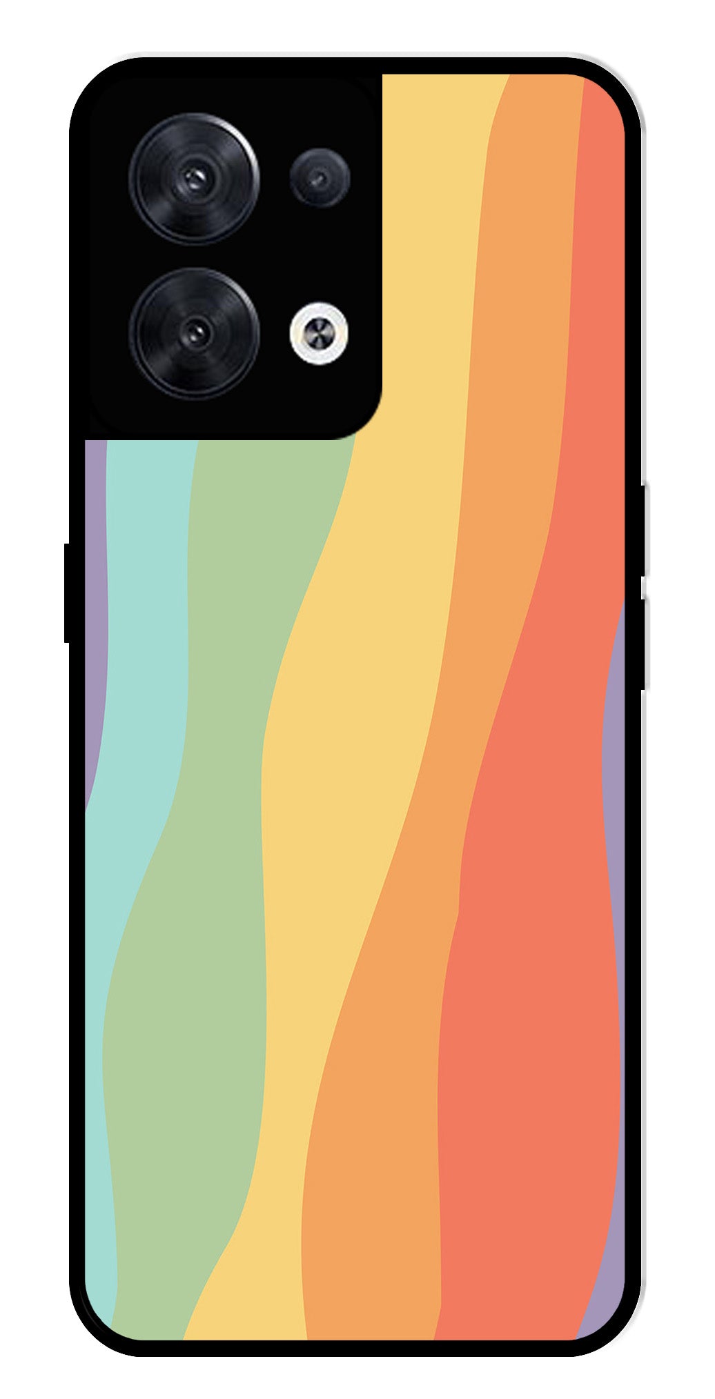 Muted Rainbow Metal Mobile Case for Oppo Reno 8 5G Muted Rainbow Metal Mobile Case for Oppo Reno 8 5G (Design No -02)
