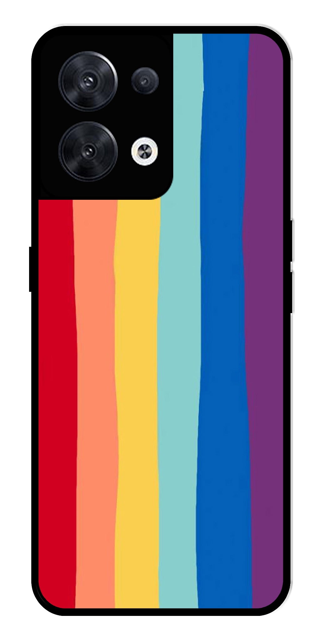 Rainbow MultiColor Metal Mobile Case for Oppo Reno 8 5G Rainbow MultiColor Metal Mobile Case for Oppo Reno 8 5G (Design No -03)
