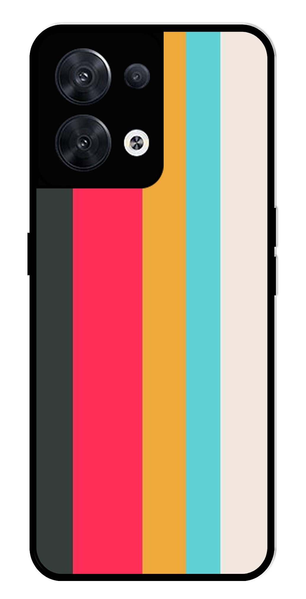 Muted Rainbow Metal Mobile Case for Oppo Reno 8 5G Muted Rainbow Metal Mobile Case for Oppo Reno 8 5G (Design No -31)