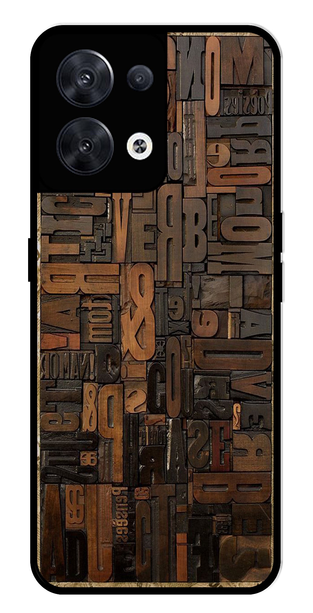 Alphabets Metal Mobile Case for Oppo Reno 8 5G Alphabets Metal Mobile Case for Oppo Reno 8 5G (Design No -32)