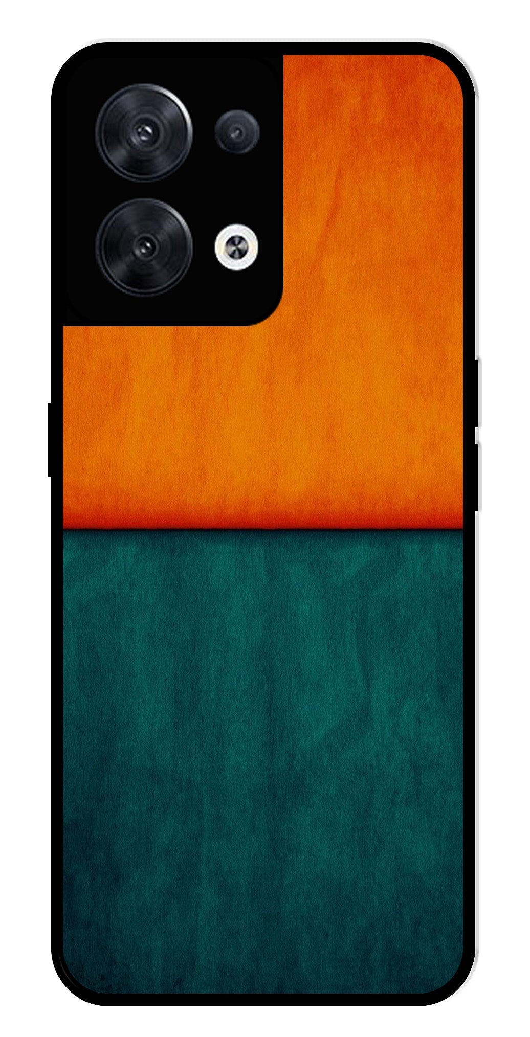Orange Green Pattern Metal Mobile Case for Oppo Reno 8 5G Orange Green Pattern Metal Mobile Case for Oppo Reno 8 5G (Design No -45)