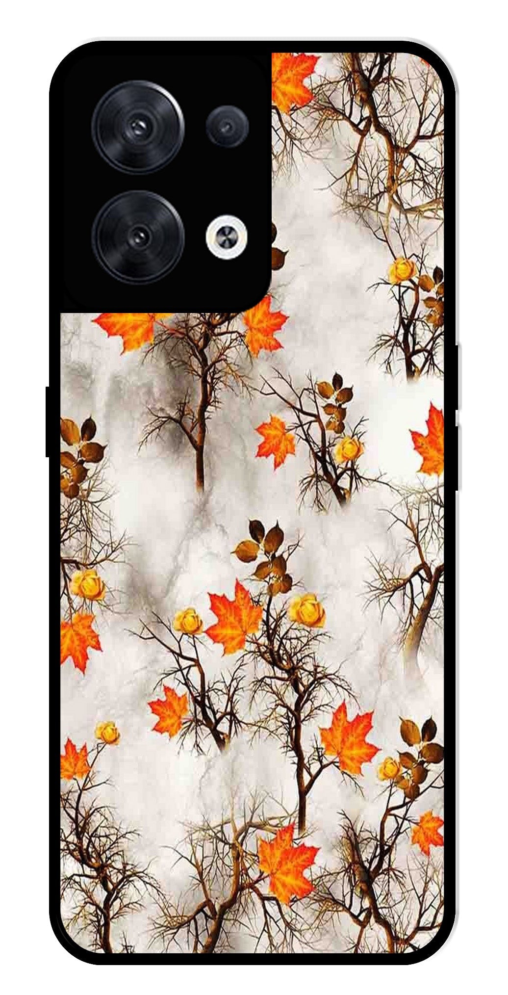 Autumn leaves Metal Mobile Case for Oppo Reno 8 5G Autumn leaves Metal Mobile Case for Oppo Reno 8 5G (Design No -55)