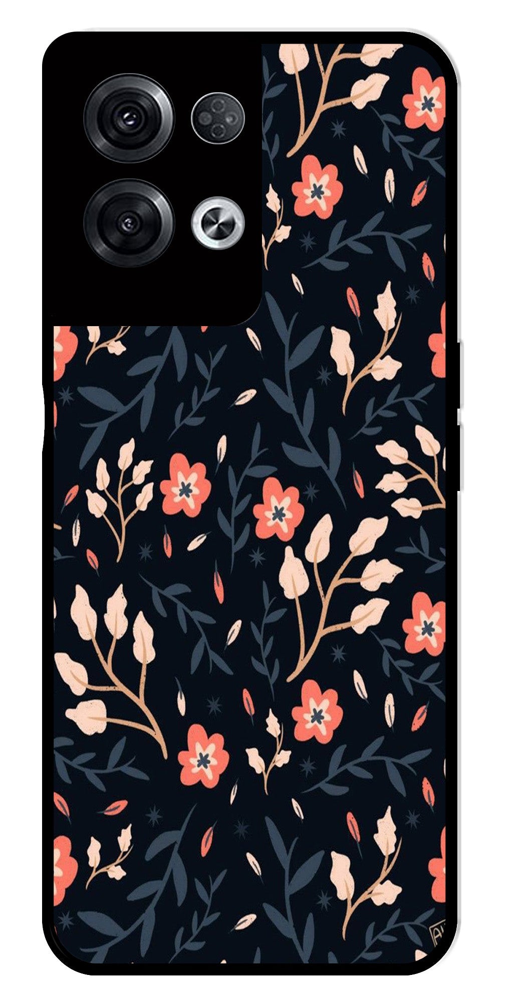Floral Pattern Metal Mobile Case for Oppo Reno 8 Pro 5G Floral Pattern Metal Mobile Case for Oppo Reno 8 Pro 5G (Design No -10)
