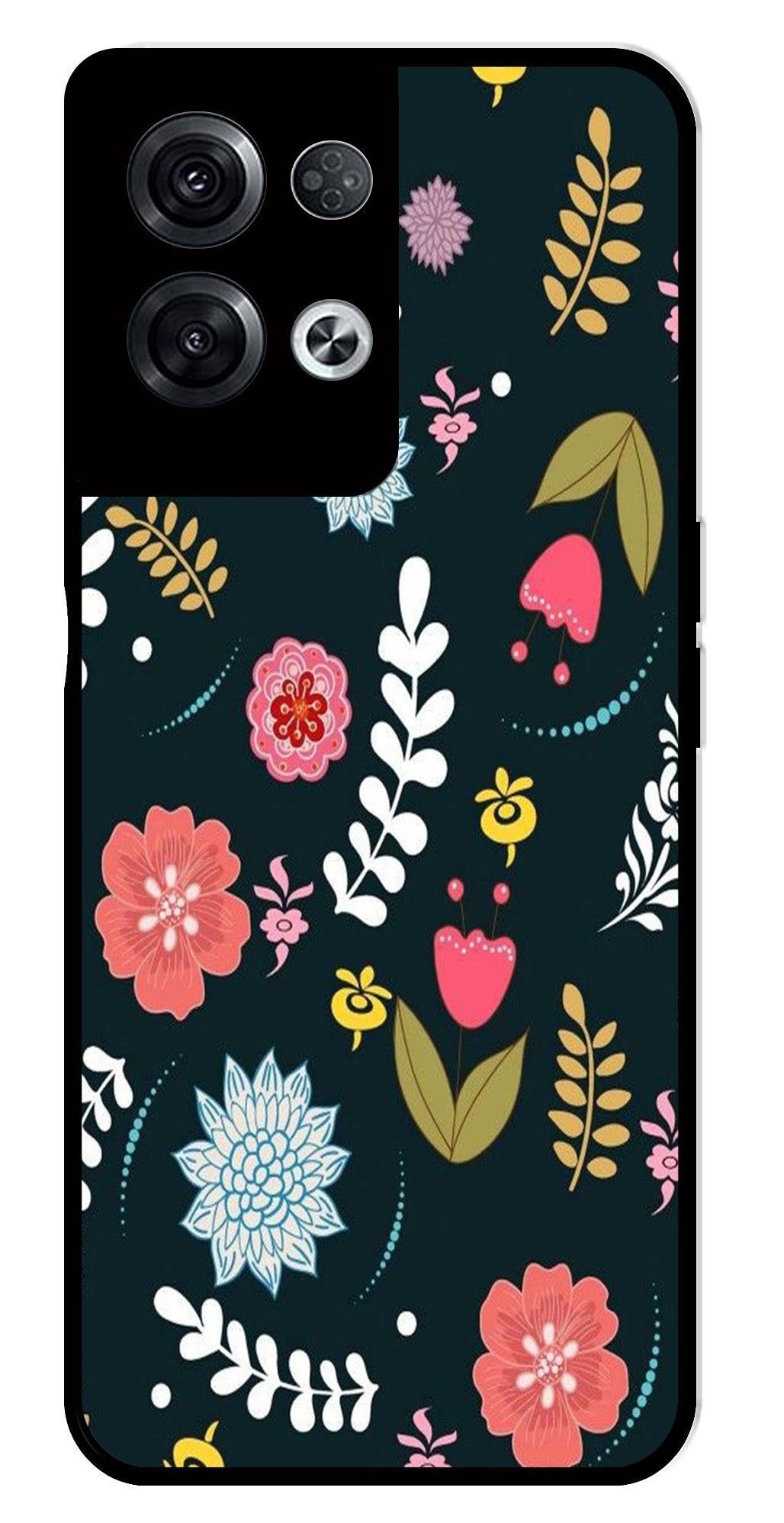 Floral Pattern2 Metal Mobile Case for Oppo Reno 8 Pro 5G Floral Pattern2 Metal Mobile Case for Oppo Reno 8 Pro 5G (Design No -12)