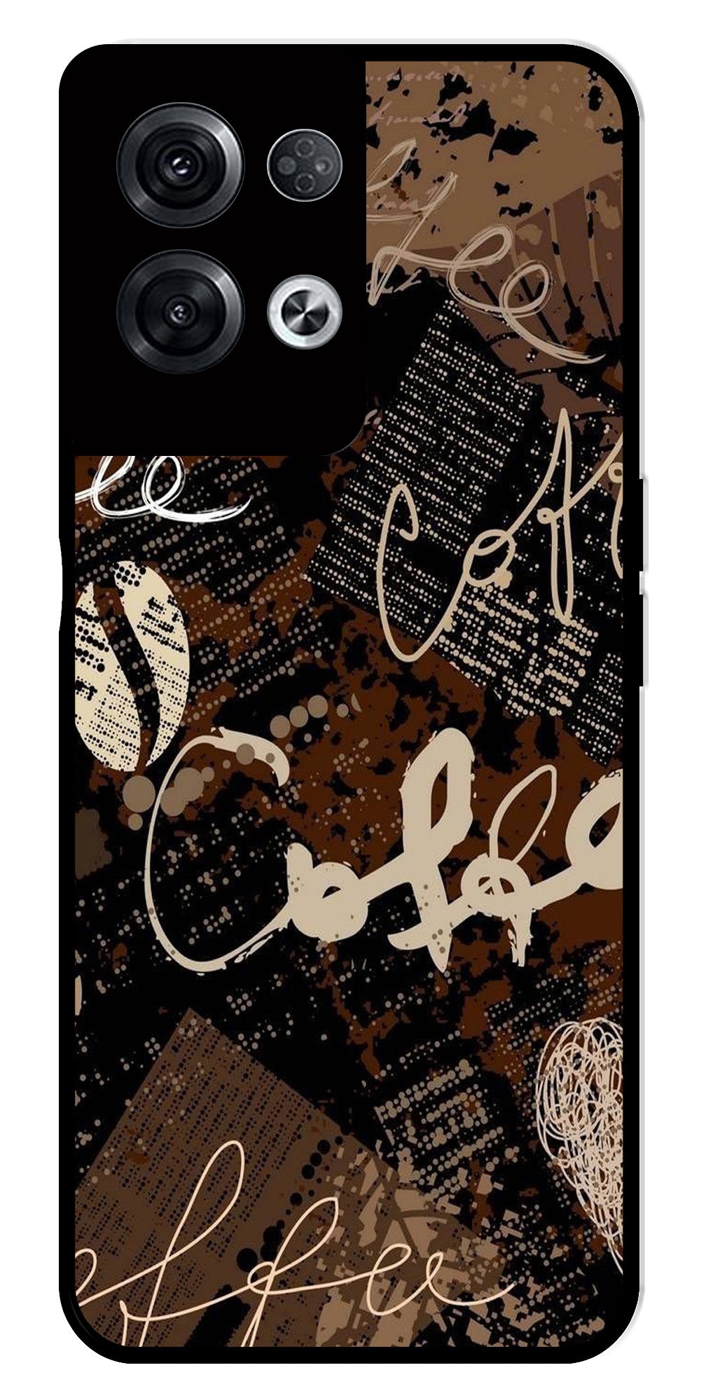 Coffee Pattern Metal Mobile Case for Oppo Reno 8 Pro 5G Coffee Pattern Metal Mobile Case for Oppo Reno 8 Pro 5G (Design No -37)