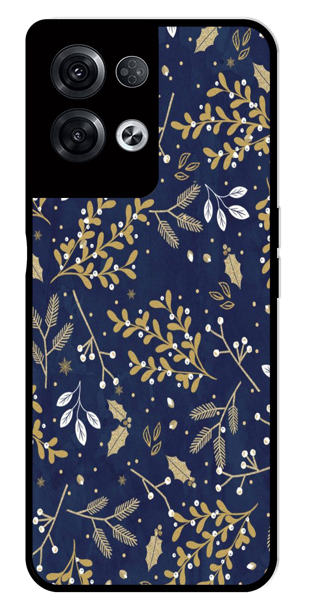 Floral Pattern Metal Mobile Case for Oppo Reno 8 Pro 5G (Design No -52)