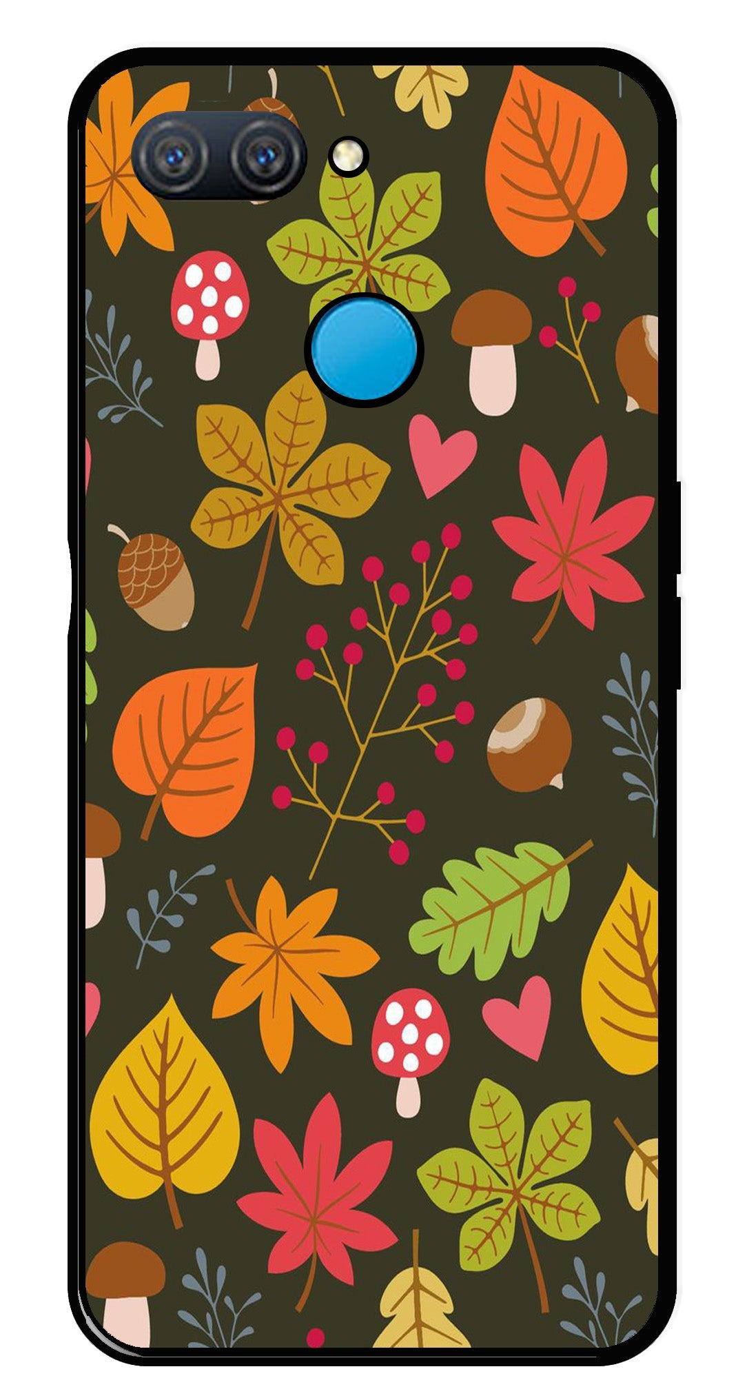 Leaves Design Metal Mobile Case for Oppo A12 (Design No -51)