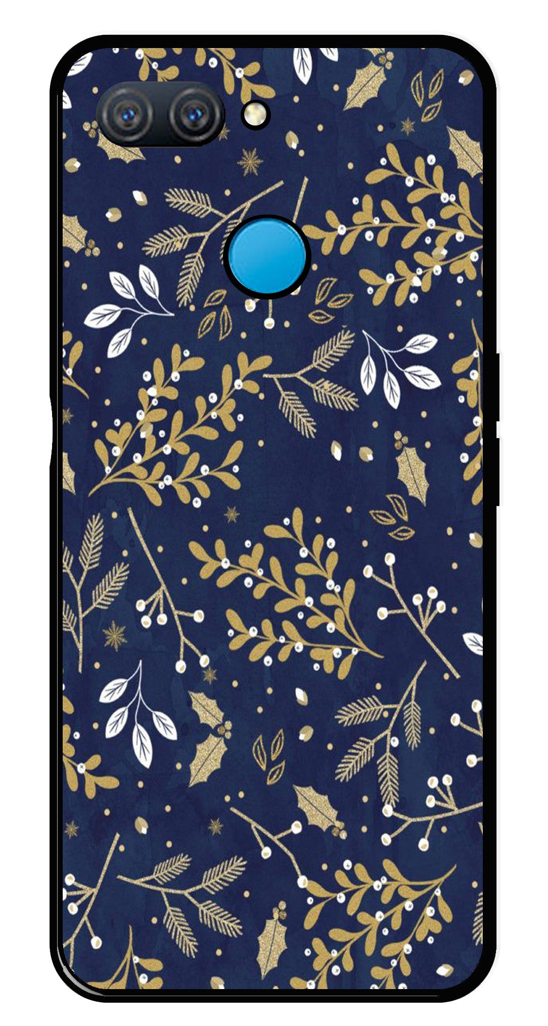 Floral Pattern Metal Mobile Case for Oppo A12 (Design No -52)