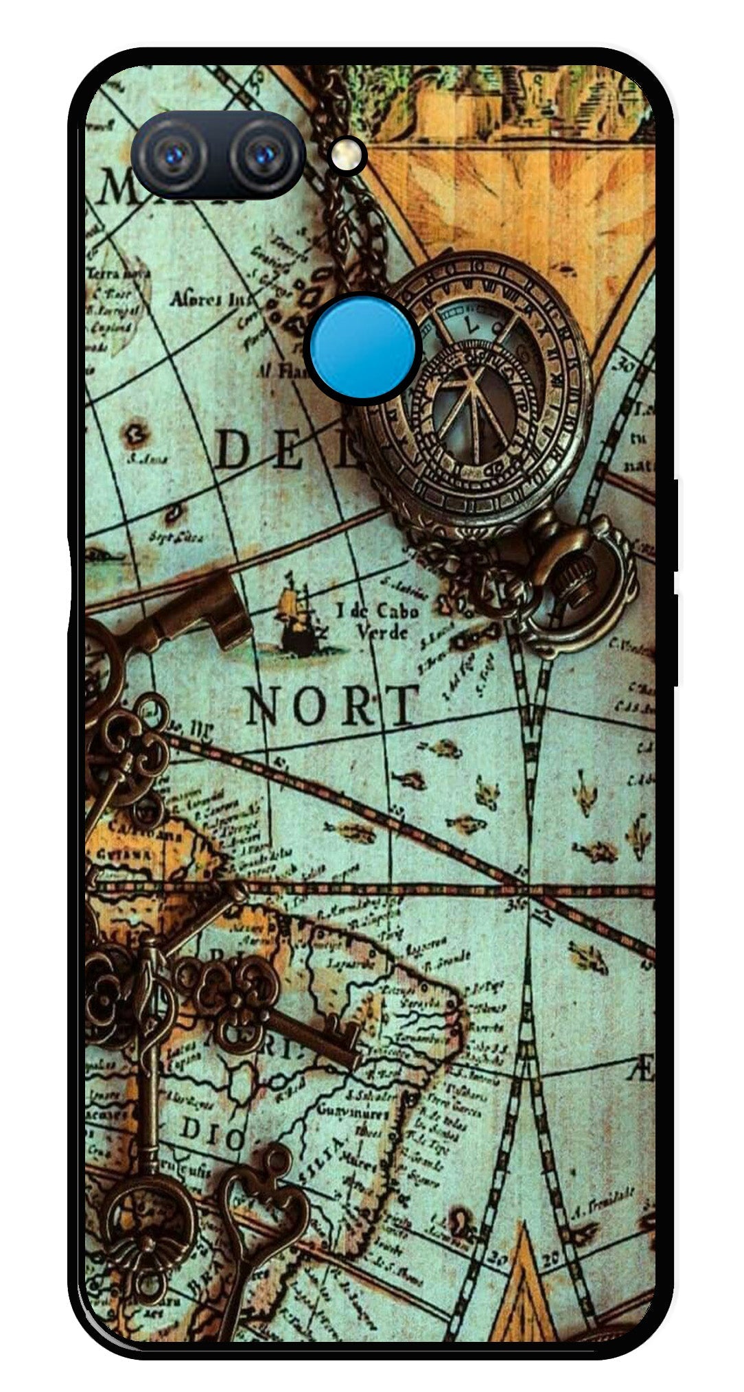 Map Design Metal Mobile Case for Oppo A12 (Design No -54)