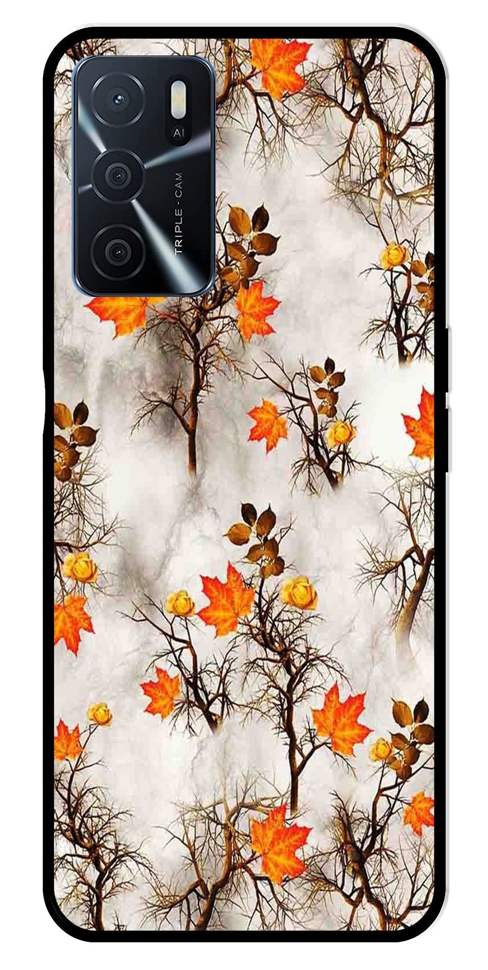 Autumn leaves Metal Mobile Case for Oppo A16 (Design No -55)