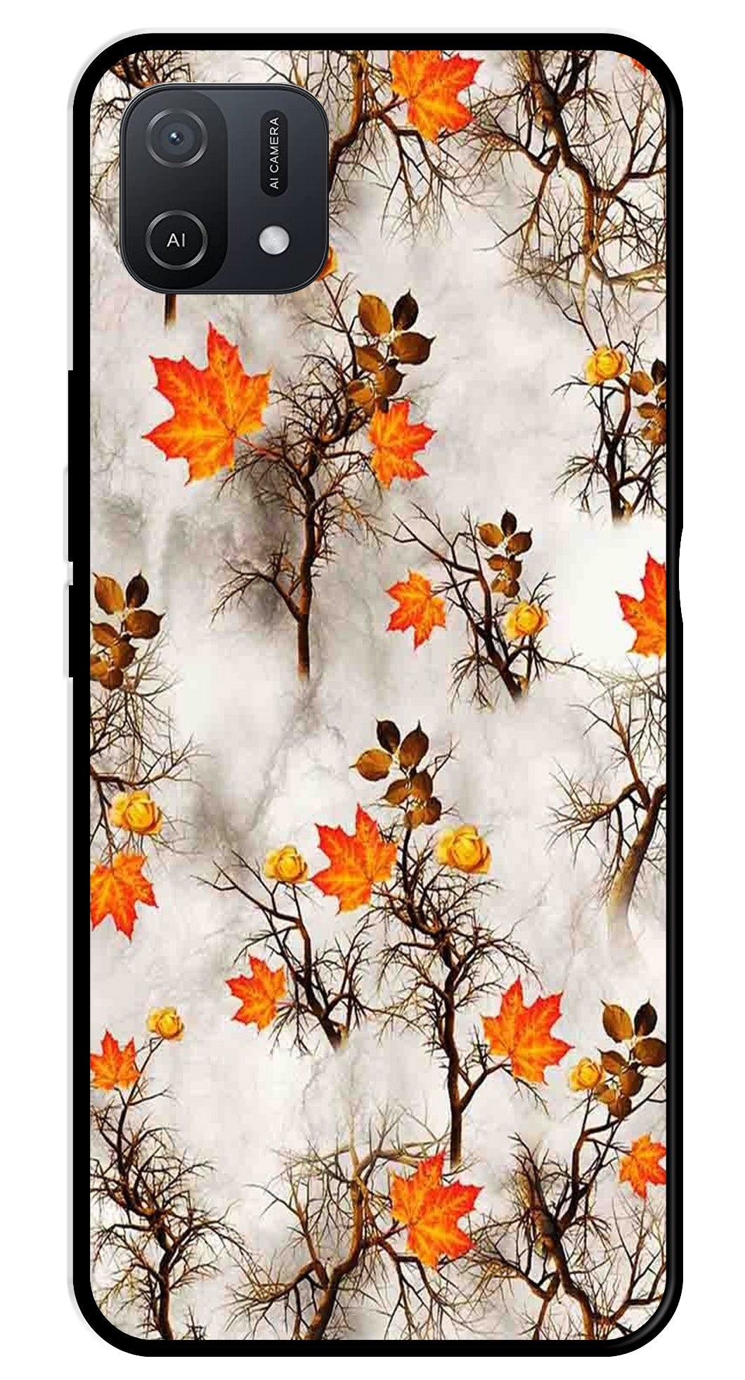 Autumn leaves Metal Mobile Case for Oppo A16K (Design No -55)