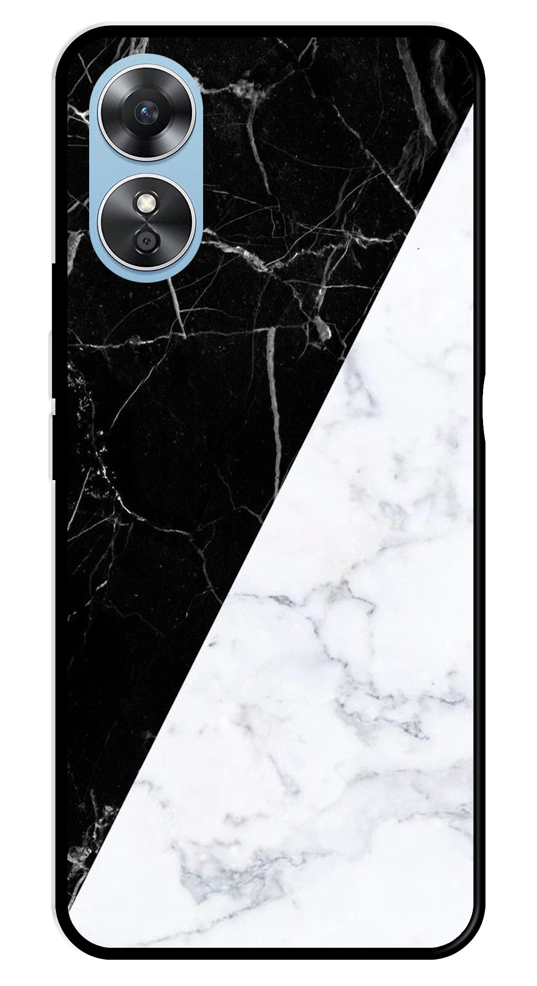 Black White Marble Design Metal Mobile Case for Oppo A17 Black White Marble Design Metal Mobile Case for Oppo A17 (Design No -09)
