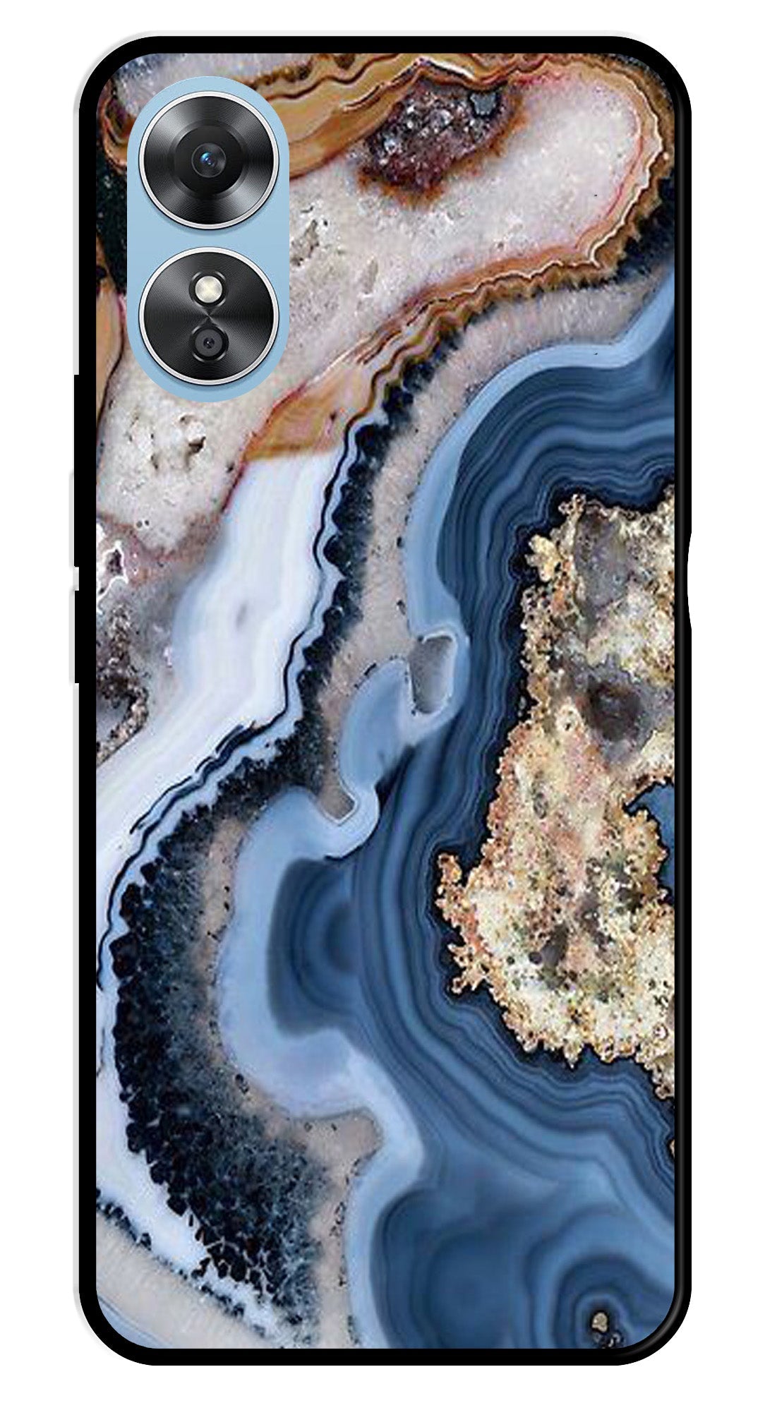 Marble Design Metal Mobile Case for Oppo A17 (Design No -53)