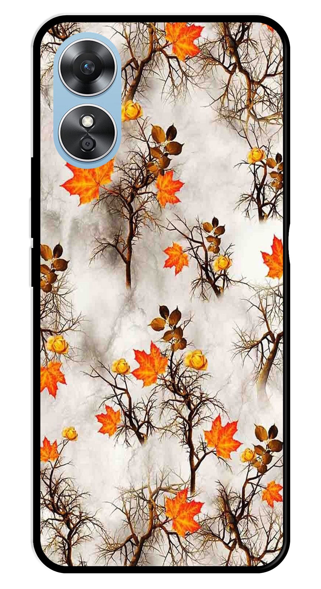 Autumn leaves Metal Mobile Case for Oppo A17 (Design No -55)