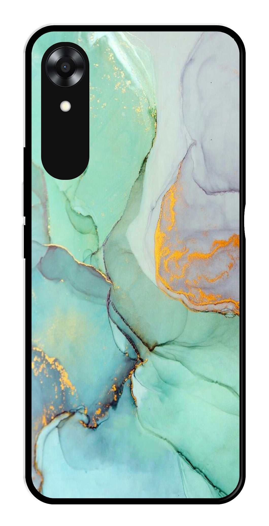 Marble Design Metal Mobile Case for Oppo A17K (Design No -46)