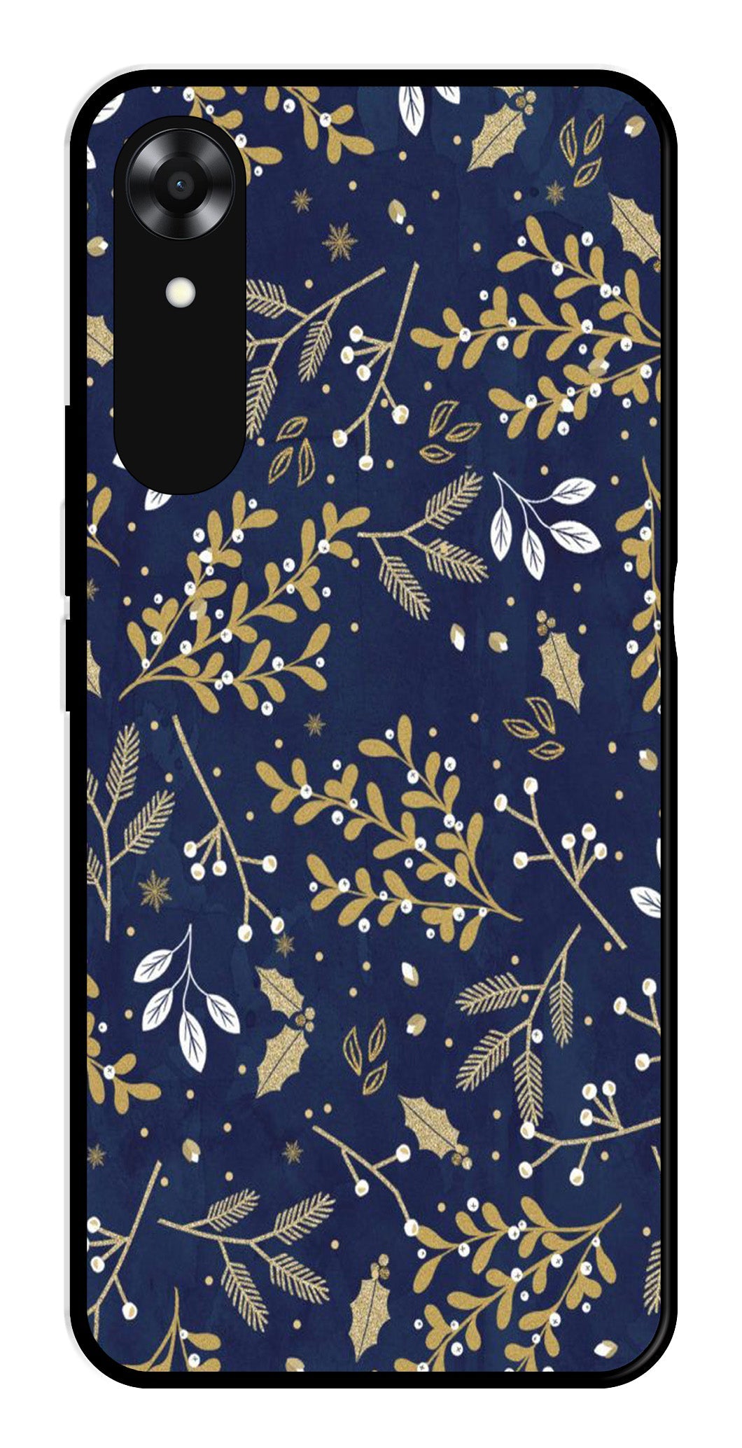 Floral Pattern Metal Mobile Case for Oppo A17K (Design No -52)
