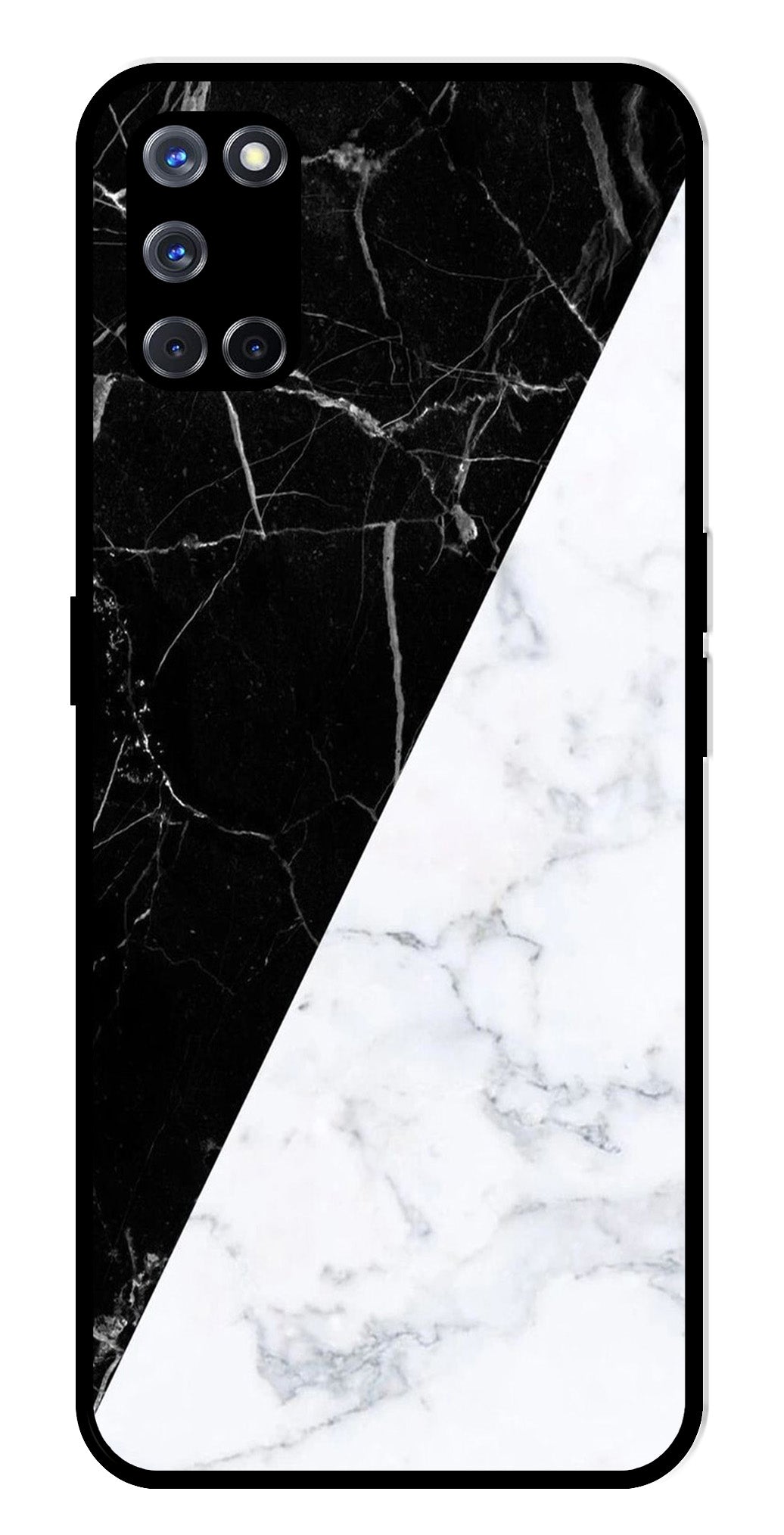 Black White Marble Design Metal Mobile Case for Oppo A52 Black White Marble Design Metal Mobile Case for Oppo A52 (Design No -09)