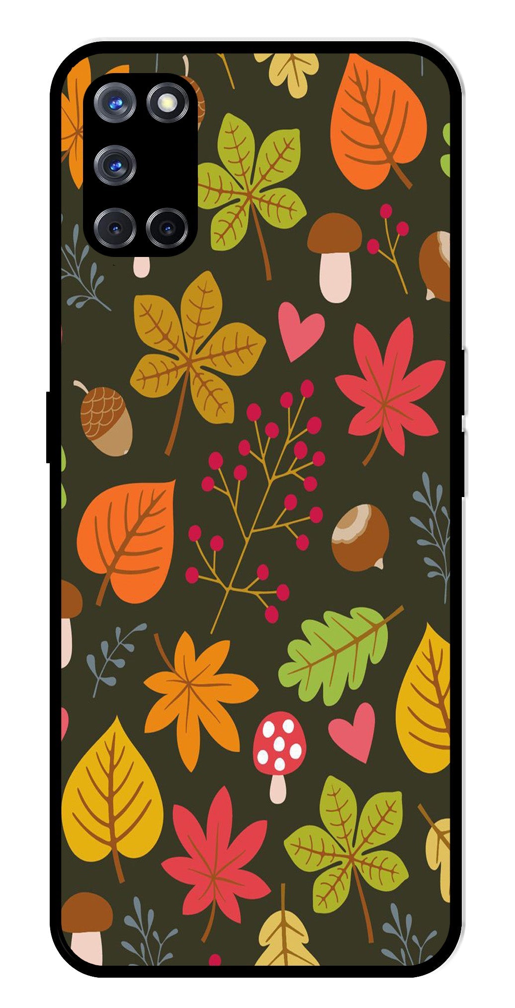 Leaves Design Metal Mobile Case for Oppo A52 (Design No -51)