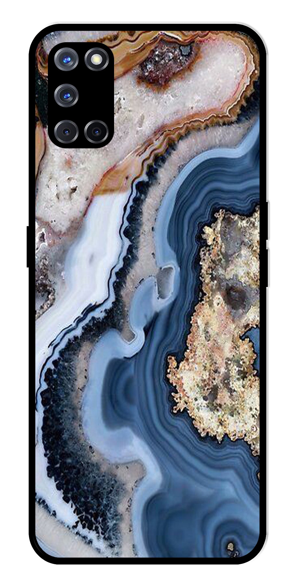 Marble Design Metal Mobile Case for Oppo A52 (Design No -53)