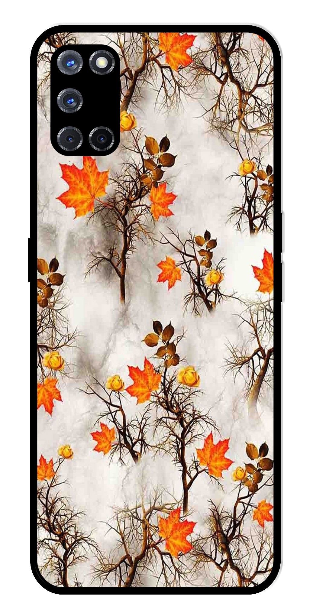 Autumn leaves Metal Mobile Case for Oppo A52 (Design No -55)