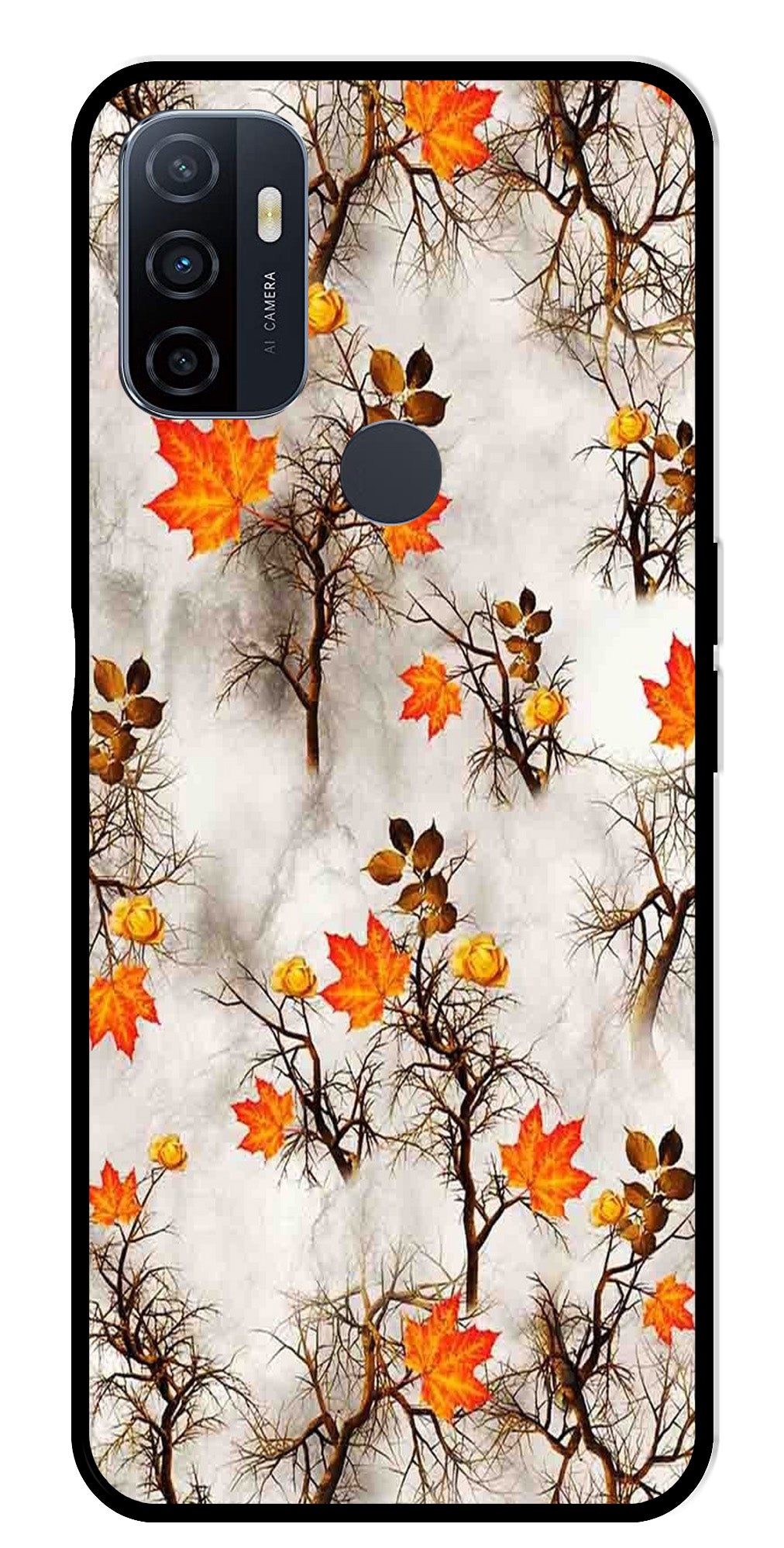 Autumn leaves Metal Mobile Case for Oppo A53 (Design No -55)