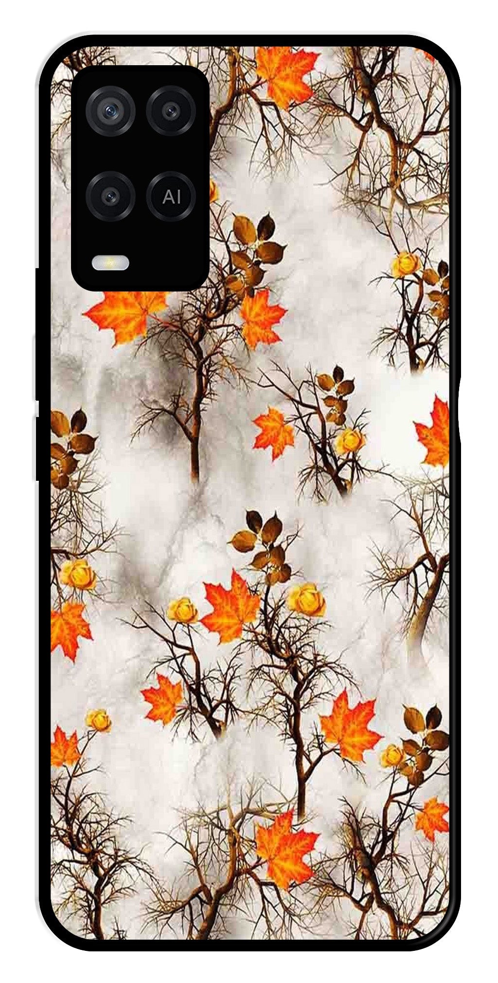 Autumn leaves Metal Mobile Case for Oppo A54 4G (Design No -55)