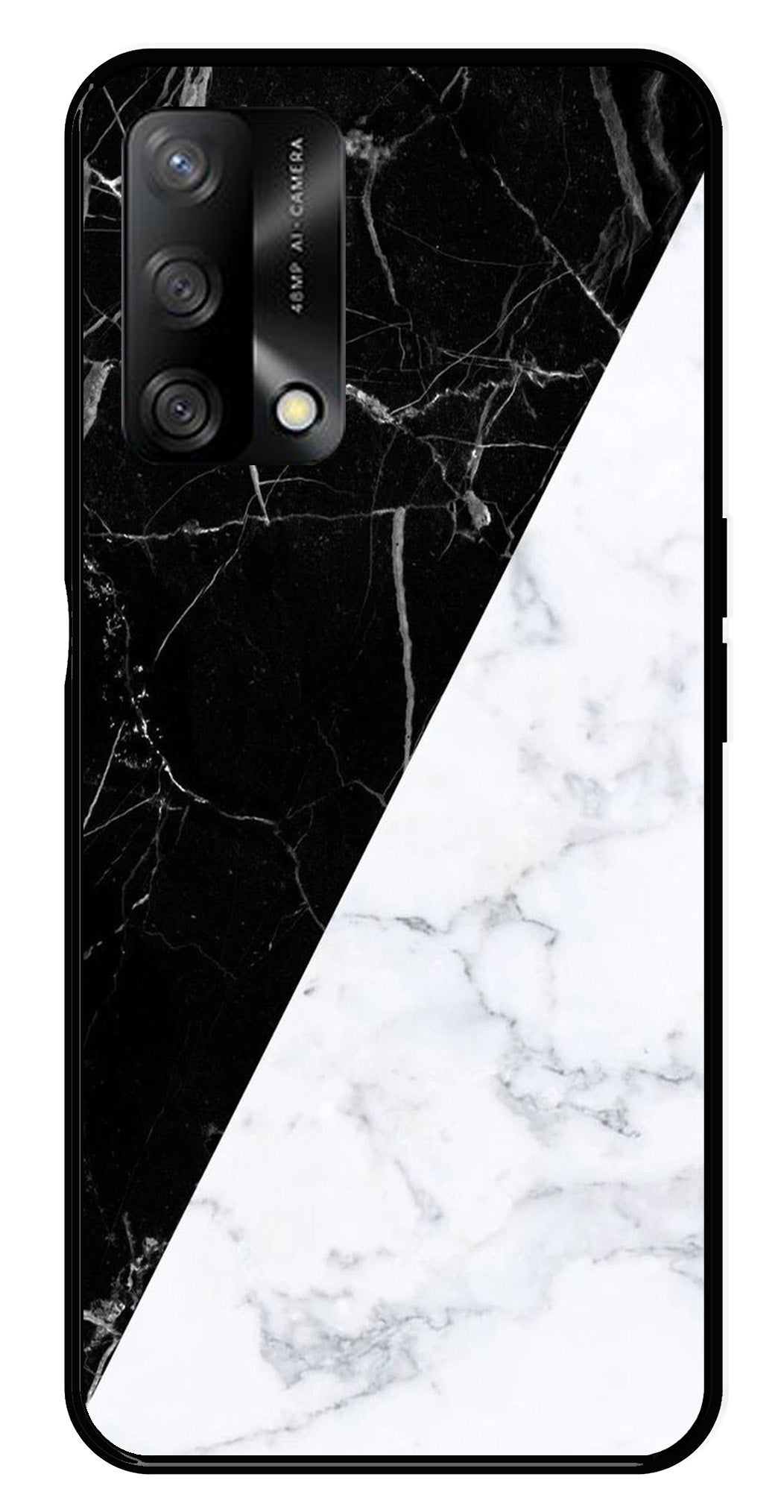 Black White Marble Design Metal Mobile Case for Oppo A74 5G Black White Marble Design Metal Mobile Case for Oppo A74 5G (Design No -09)