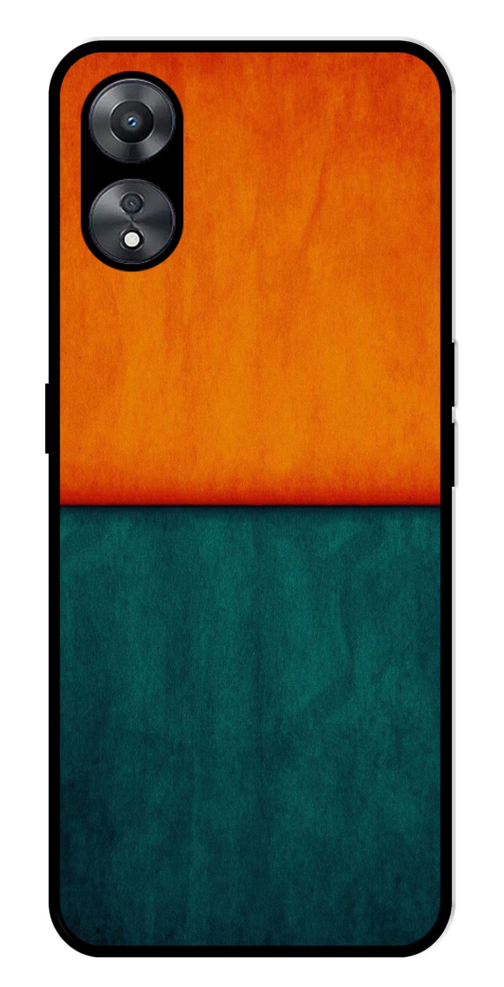 Orange Green Pattern Metal Mobile Case for Oppo A58 5G Orange Green Pattern Metal Mobile Case for Oppo A58 5G (Design No -45)