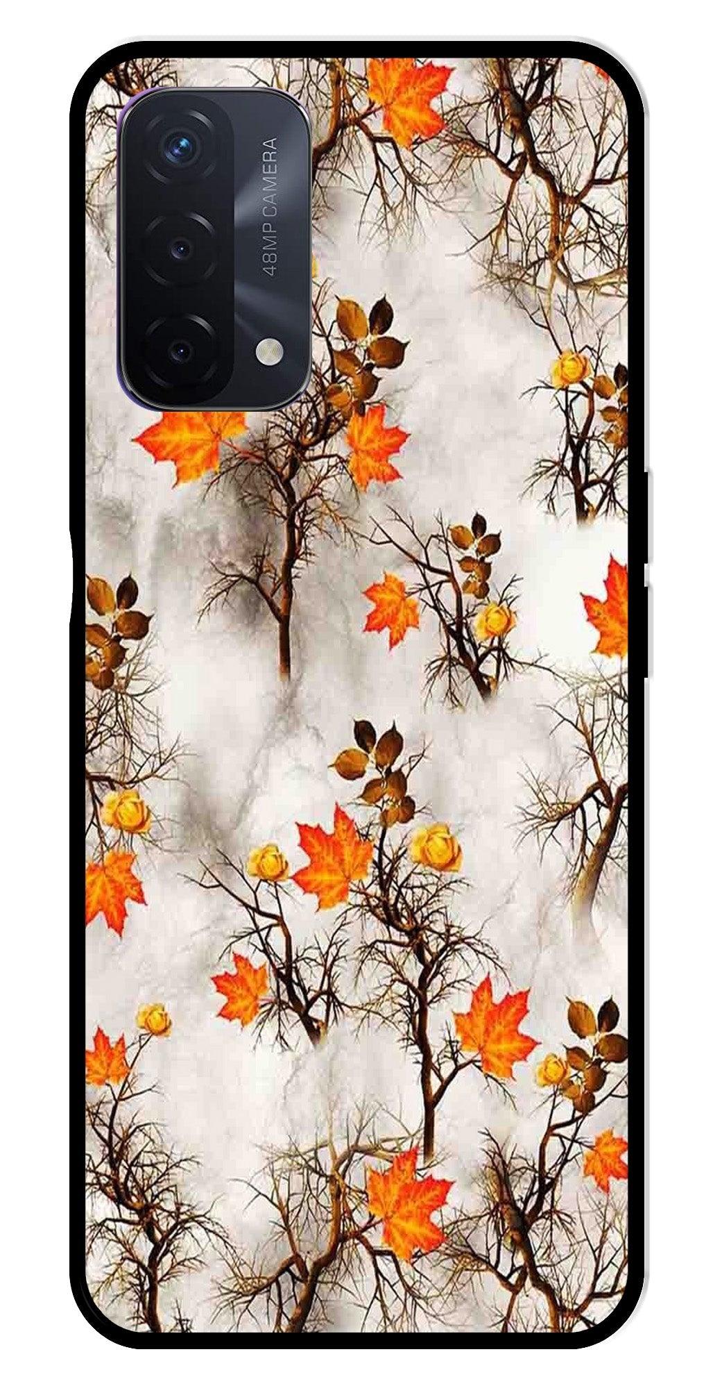 Autumn leaves Metal Mobile Case for Oppo A74 (Design No -55)
