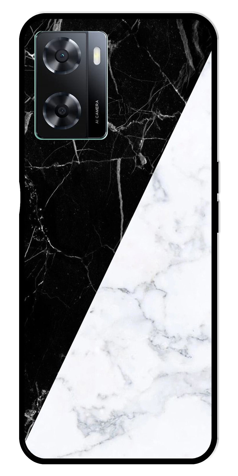 Black White Marble Design Metal Mobile Case for Oppo A77s 4G Black White Marble Design Metal Mobile Case for Oppo A77s 4G (Design No -09)