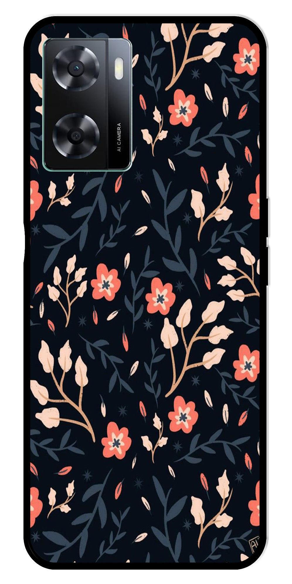 Floral Pattern Metal Mobile Case for Oppo A77s 4G Floral Pattern Metal Mobile Case for Oppo A77s 4G (Design No -10)