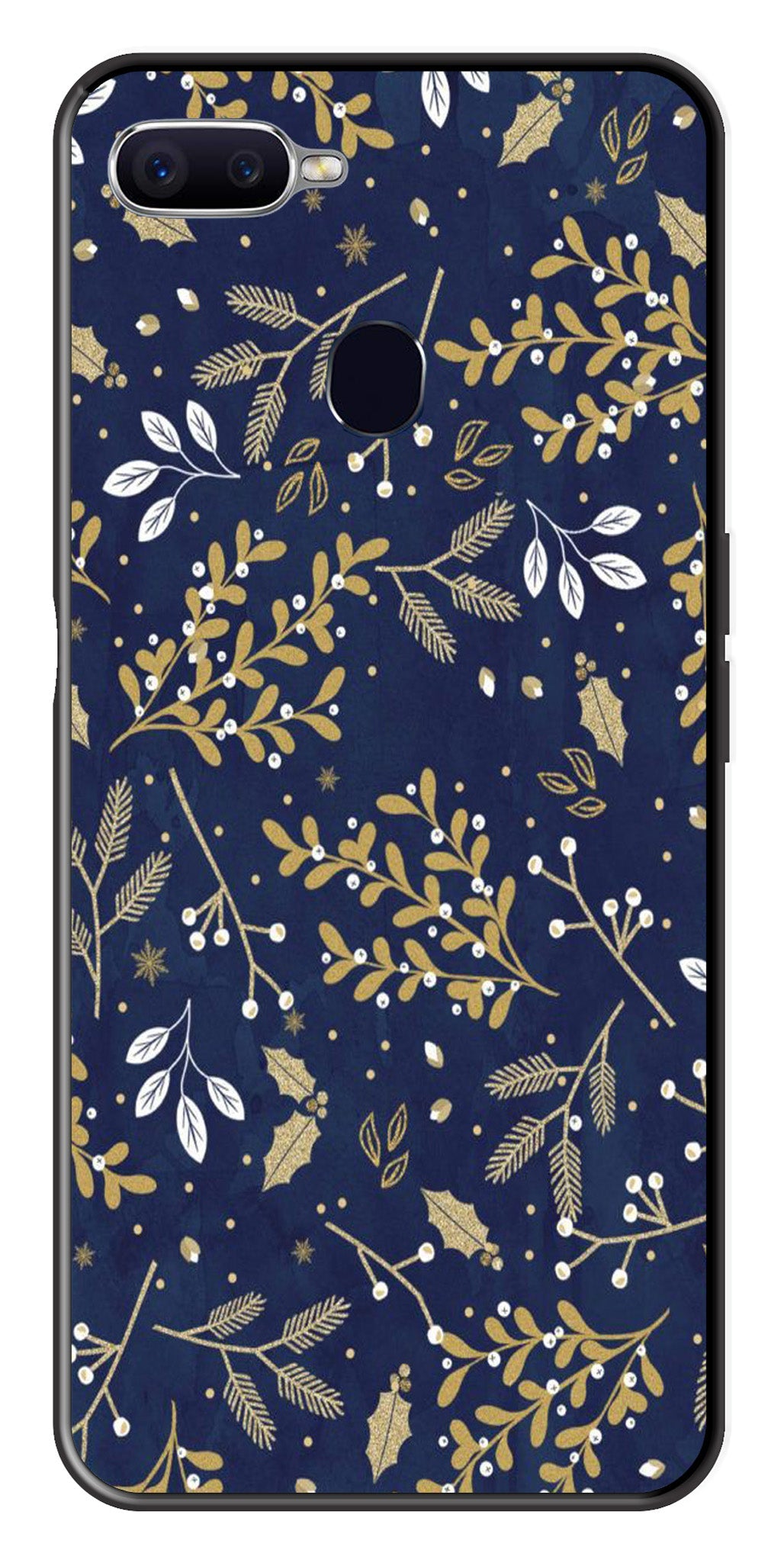 Floral Pattern Metal Mobile Case for Oppo A7 (Design No -52)