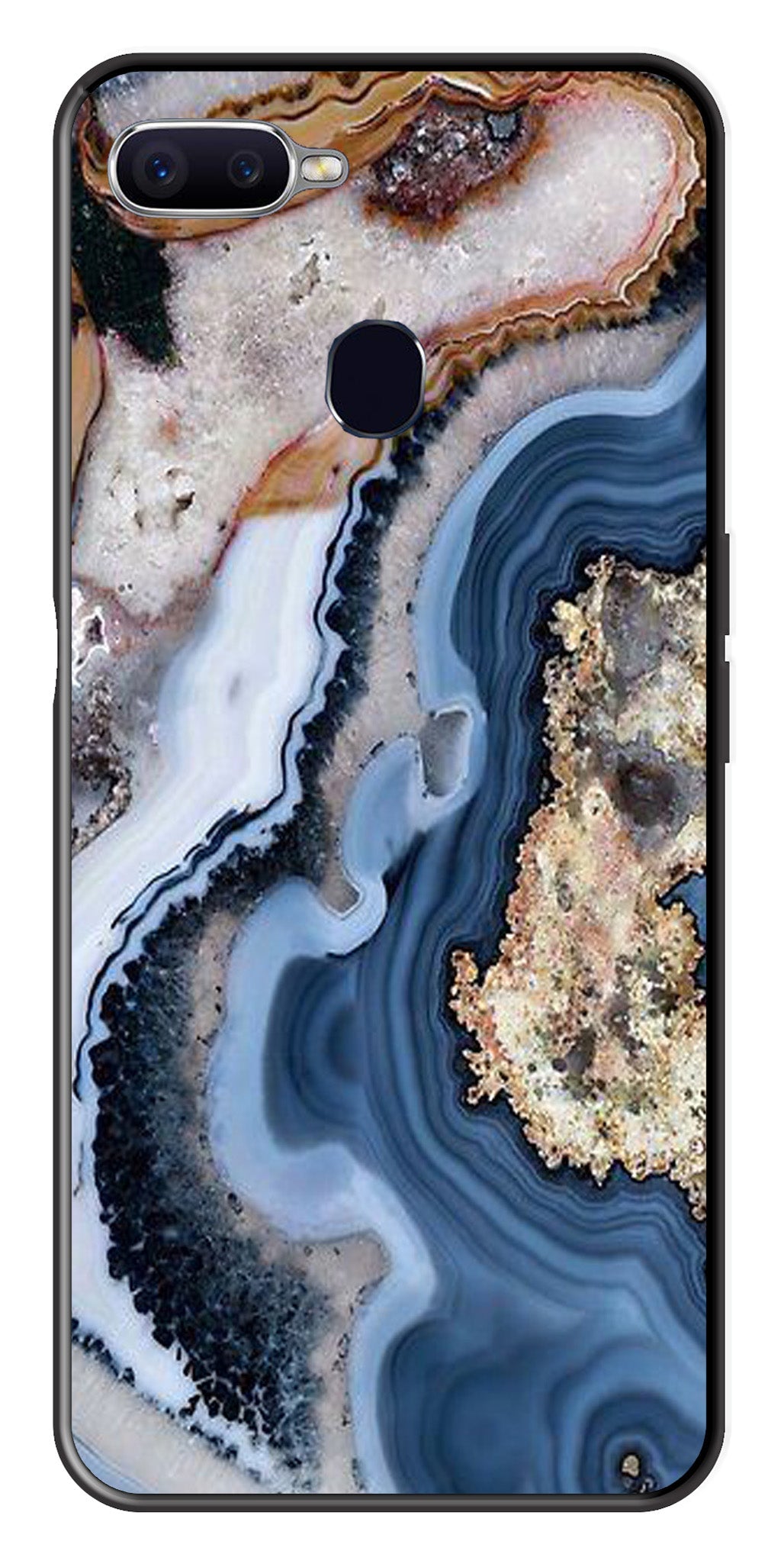 Marble Design Metal Mobile Case for Oppo A7 (Design No -53)