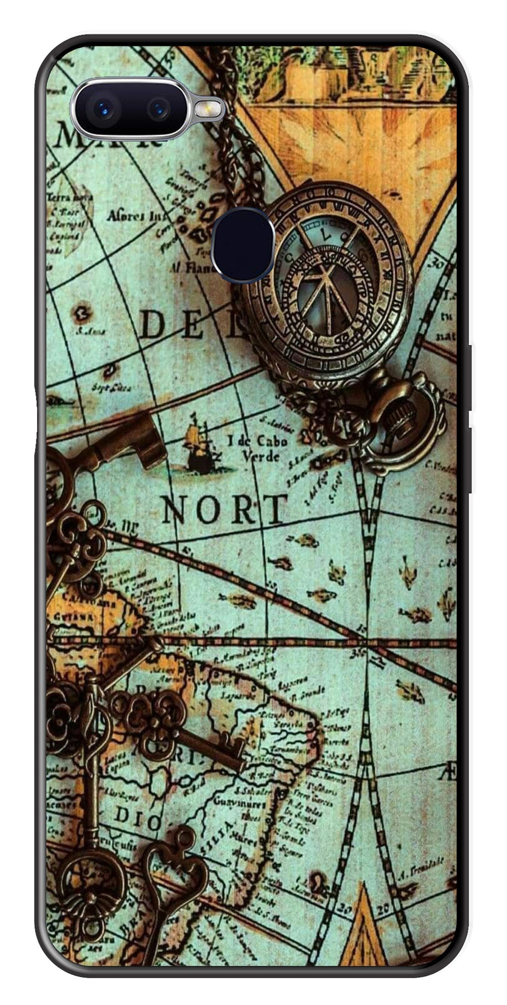 Map Design Metal Mobile Case for Oppo A7 (Design No -54)